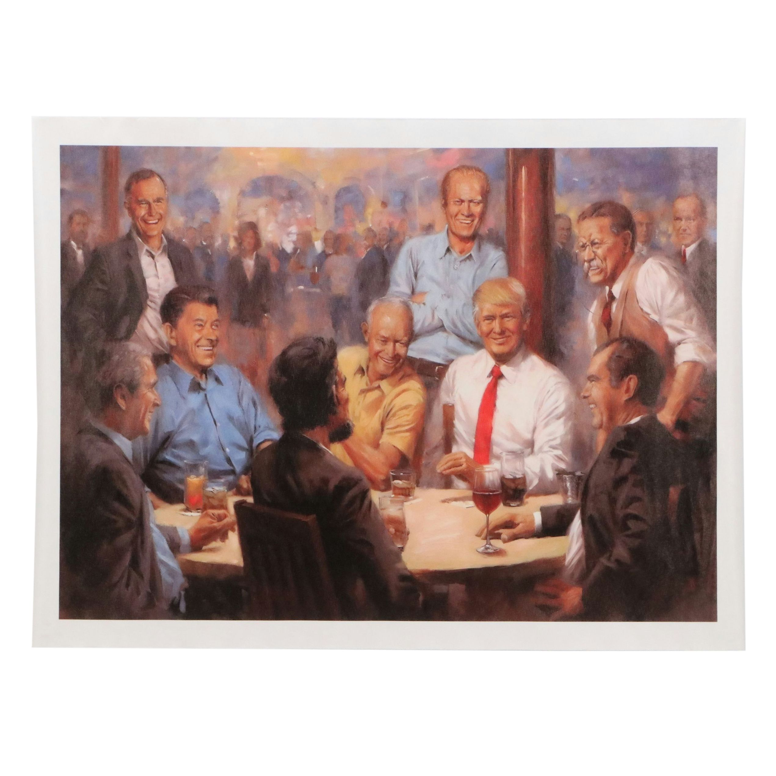 A.I. Generated Giclée of Donald Trump with Past Presidents, 21st Century