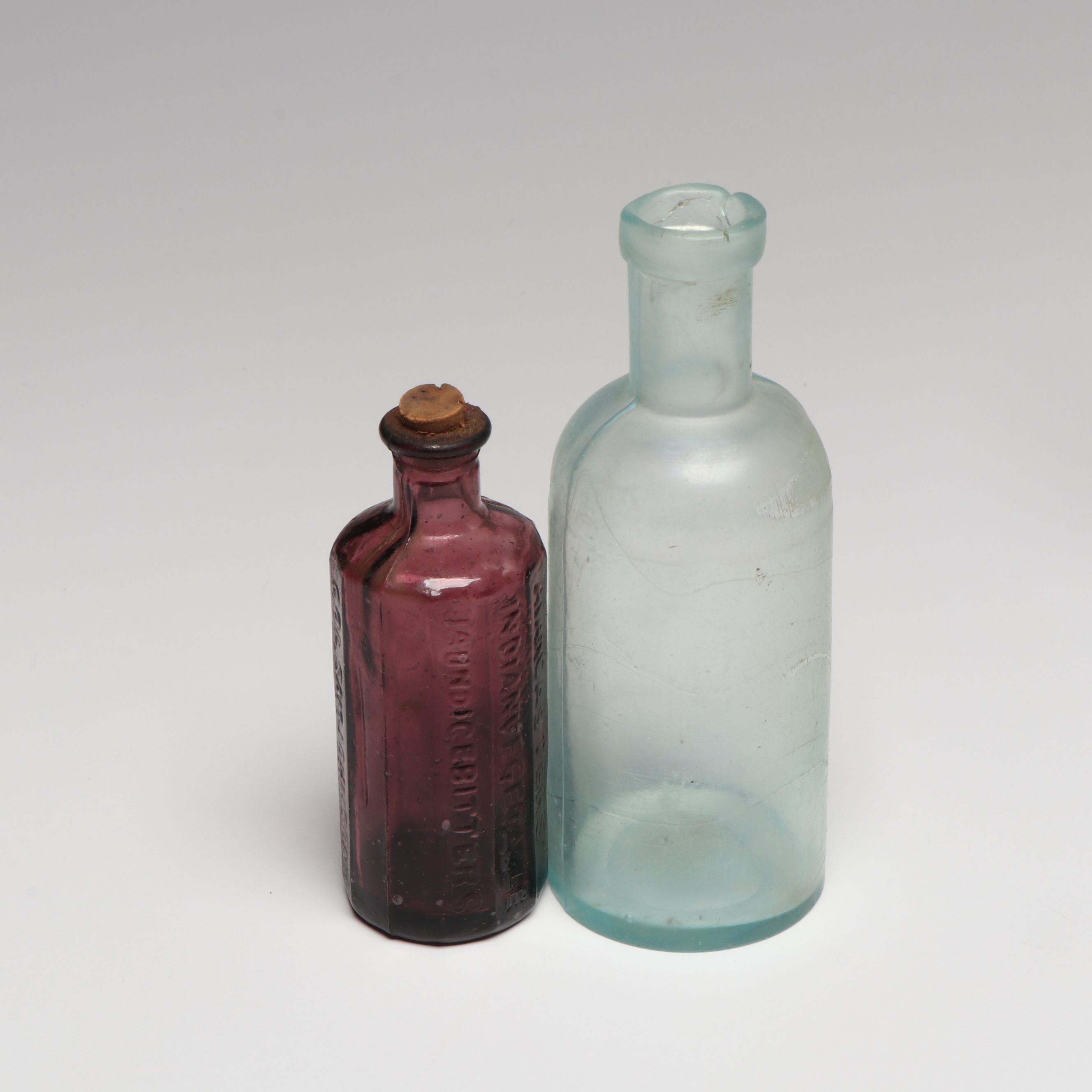 Antique and Vintage Pressed and Colored Glass Vials and Perfume Bottles