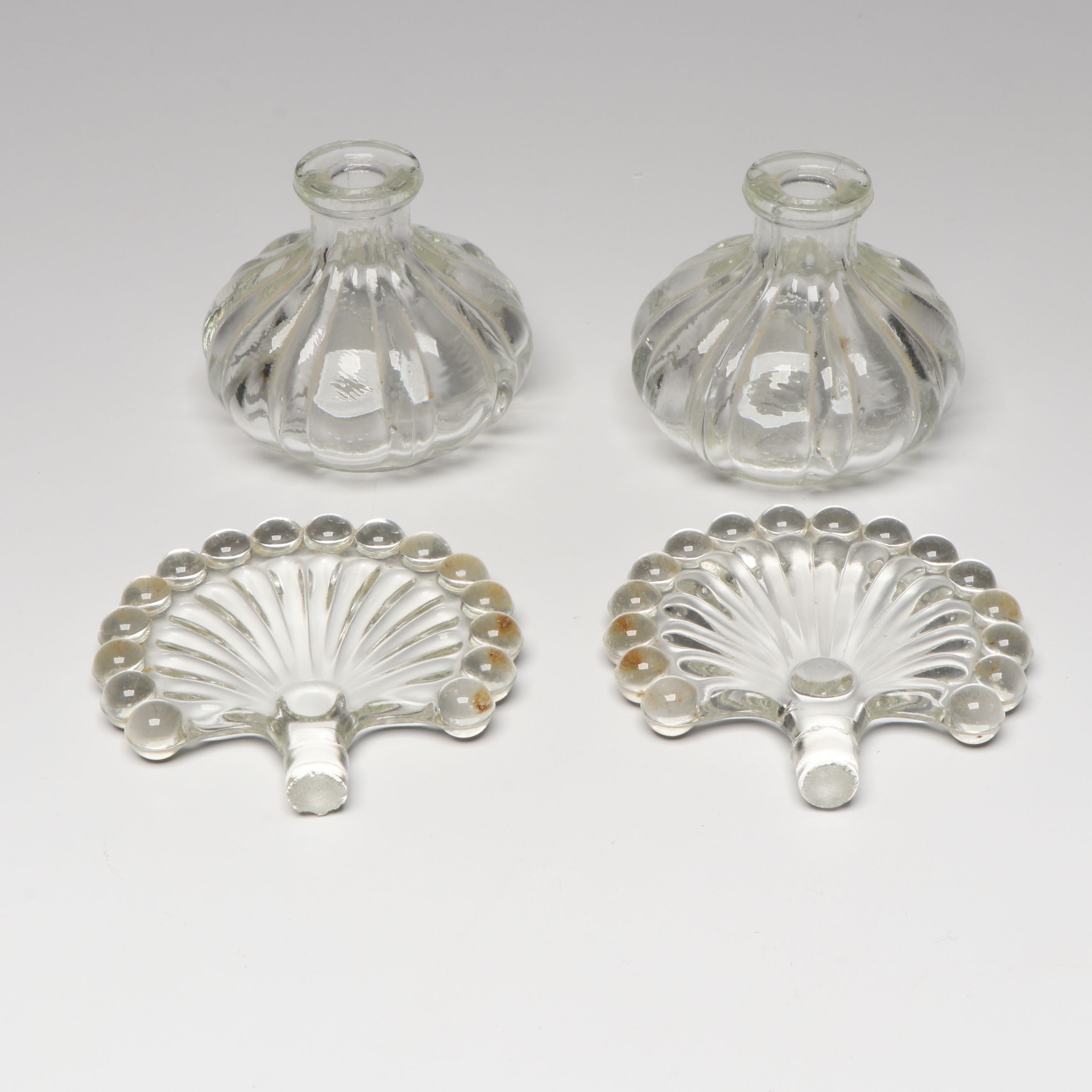 Antique and Vintage Pressed and Colored Glass Vials and Perfume Bottles