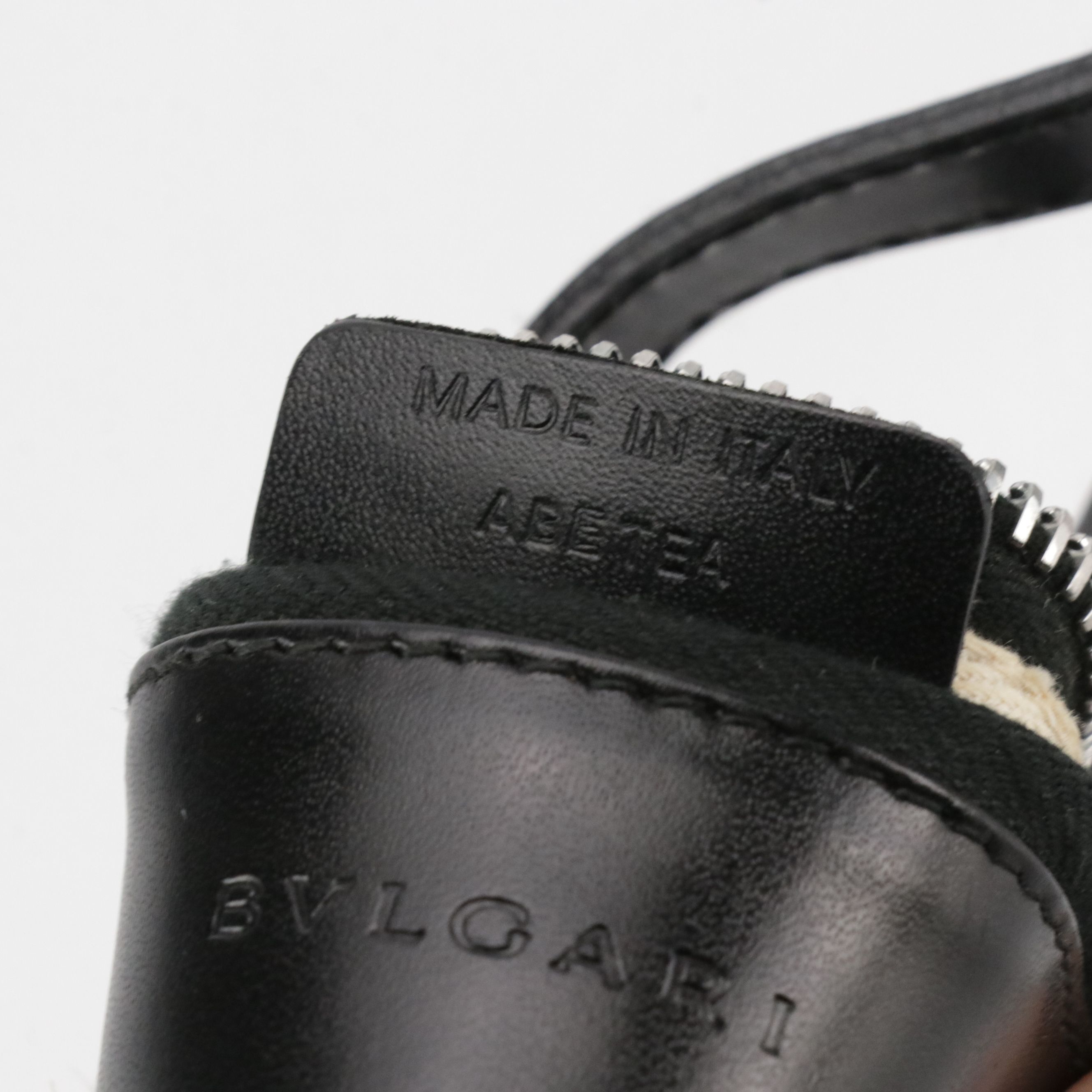 BVLGARI Crossbody Zip Pouch in Logomania Denim and Black Calfskin Leather