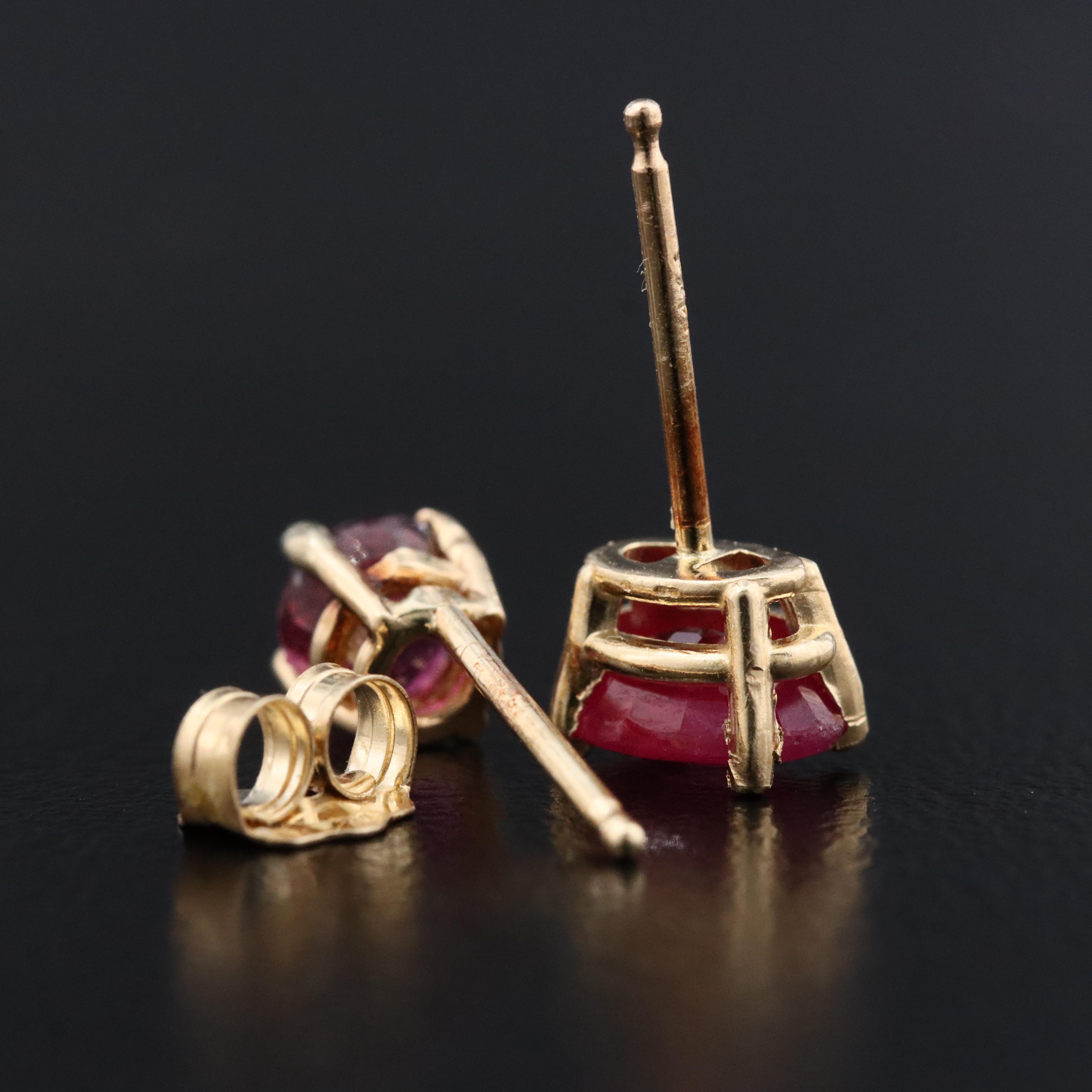 Single 14K Ruby Stud Earrings