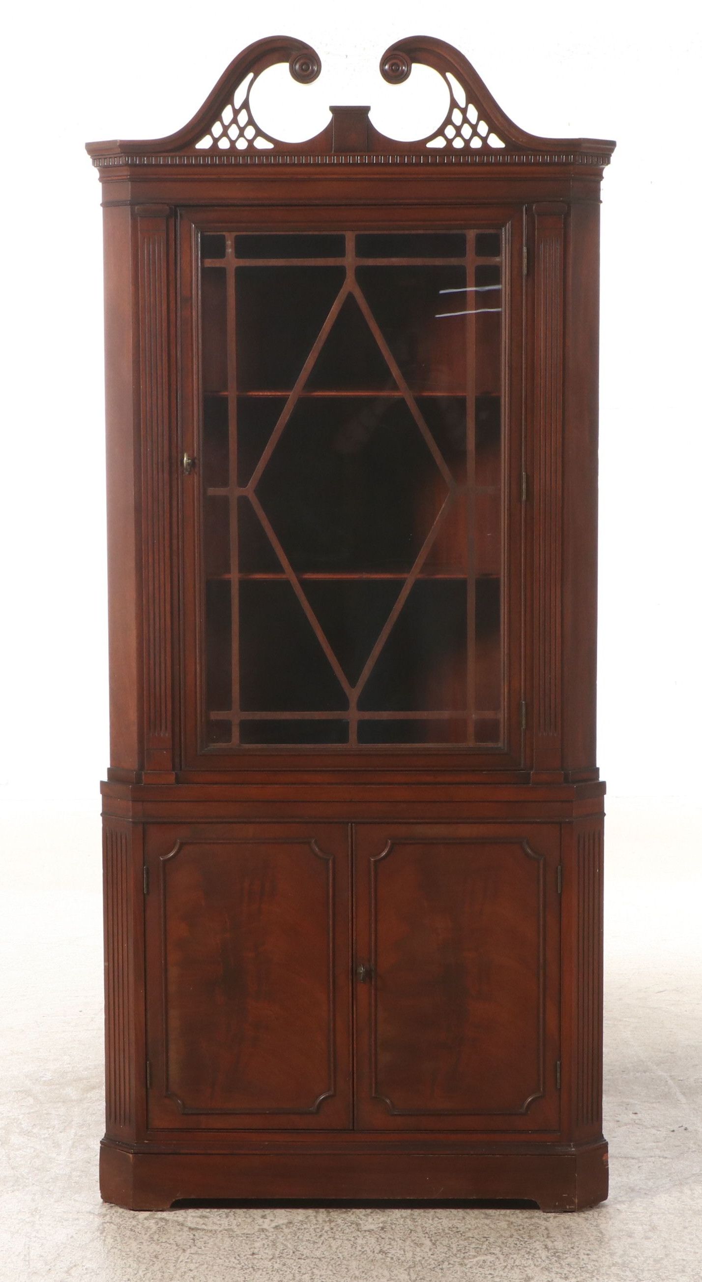 Chinese Chippendale Style Mahogany Corner Cabinet