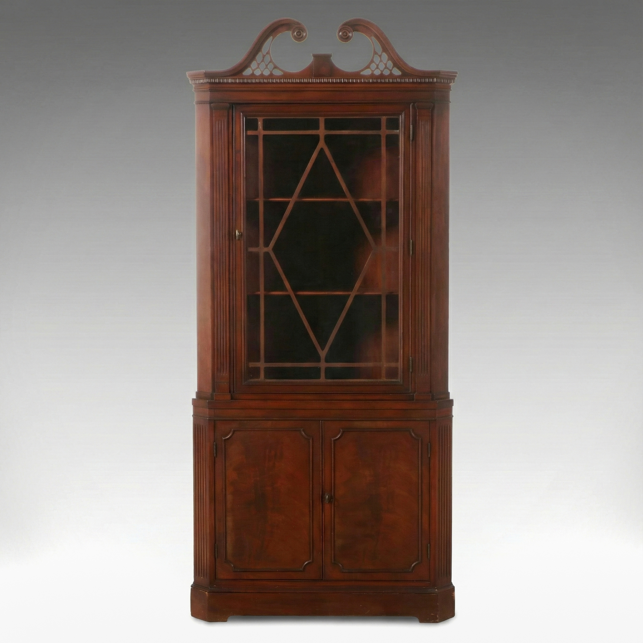Chinese Chippendale Style Mahogany Corner Cabinet