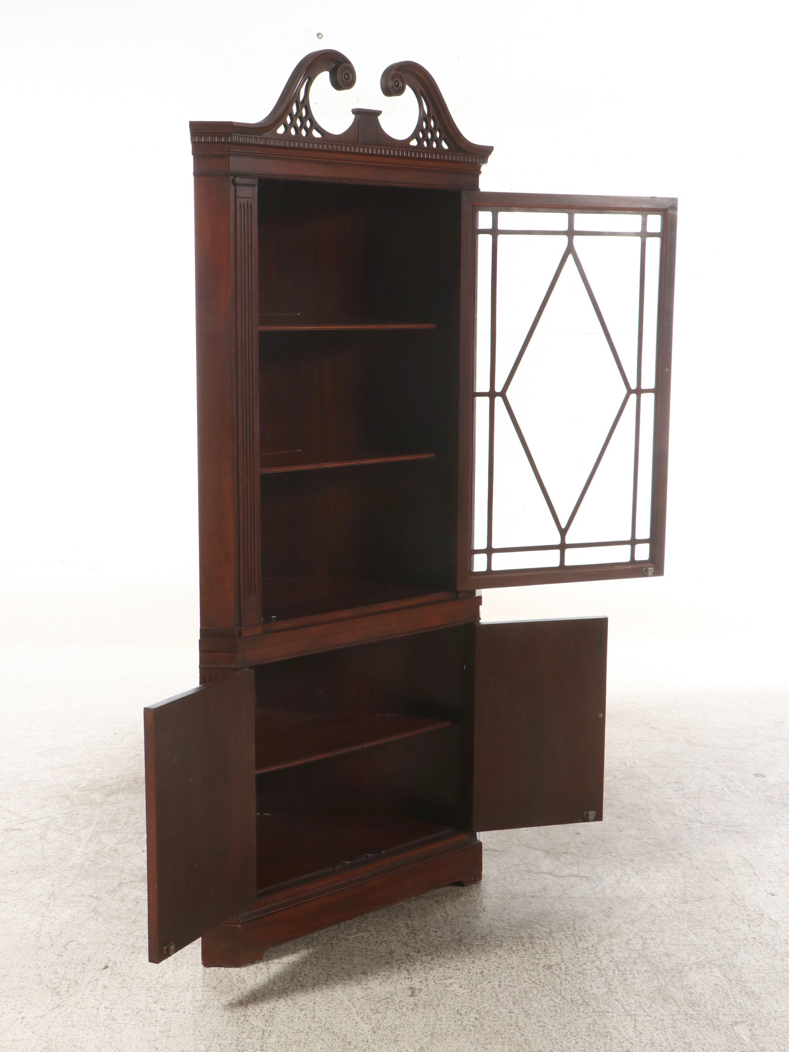 Chinese Chippendale Style Mahogany Corner Cabinet