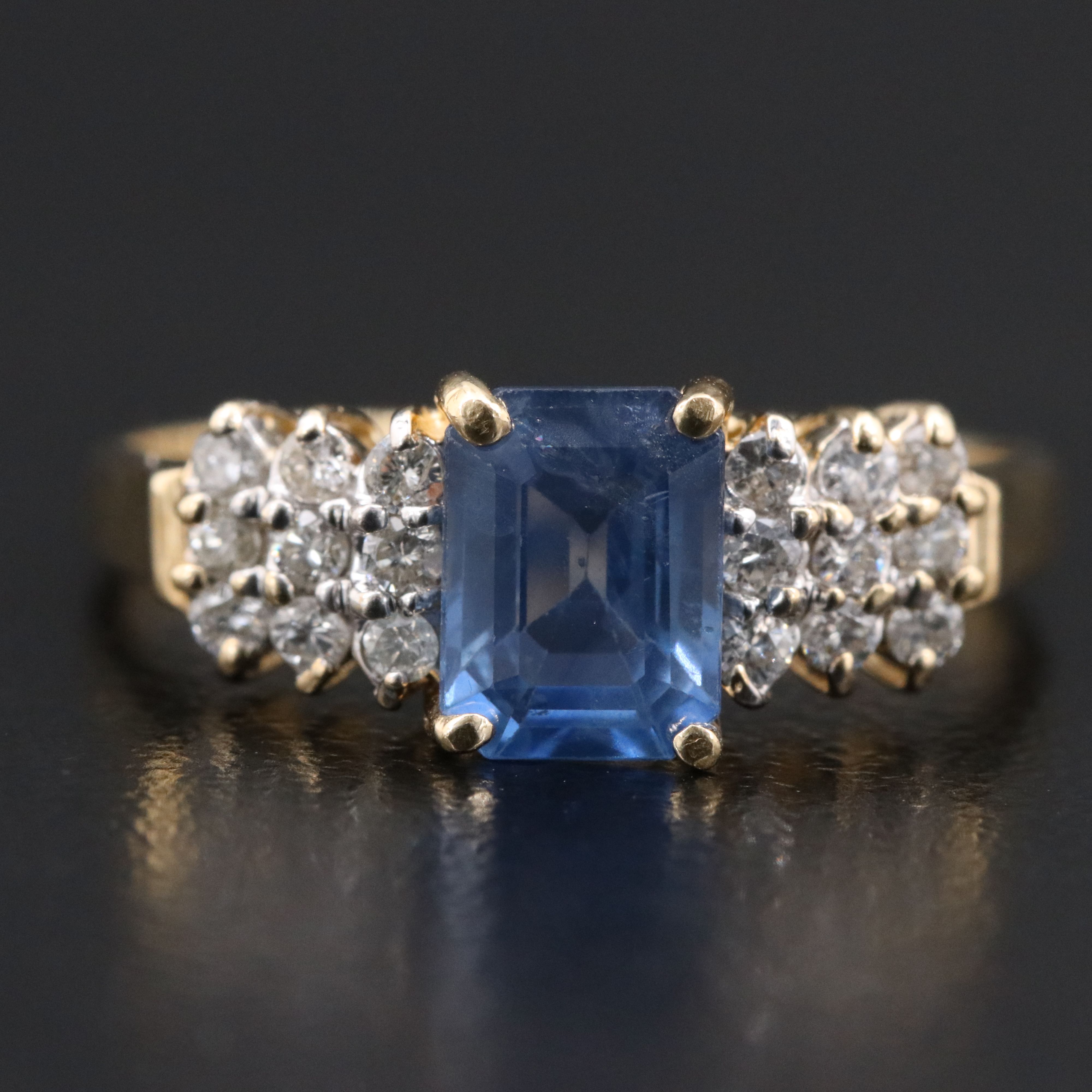 14K 1.26 CT Sapphire and Diamond Ring