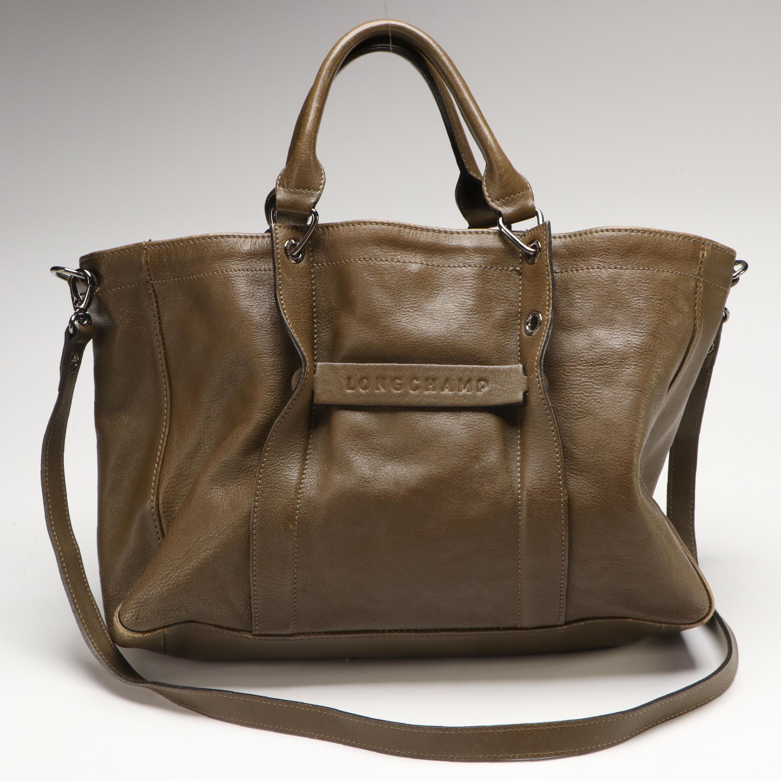 Longchamp 3D S Crossbody Handbag in Khaki Leather