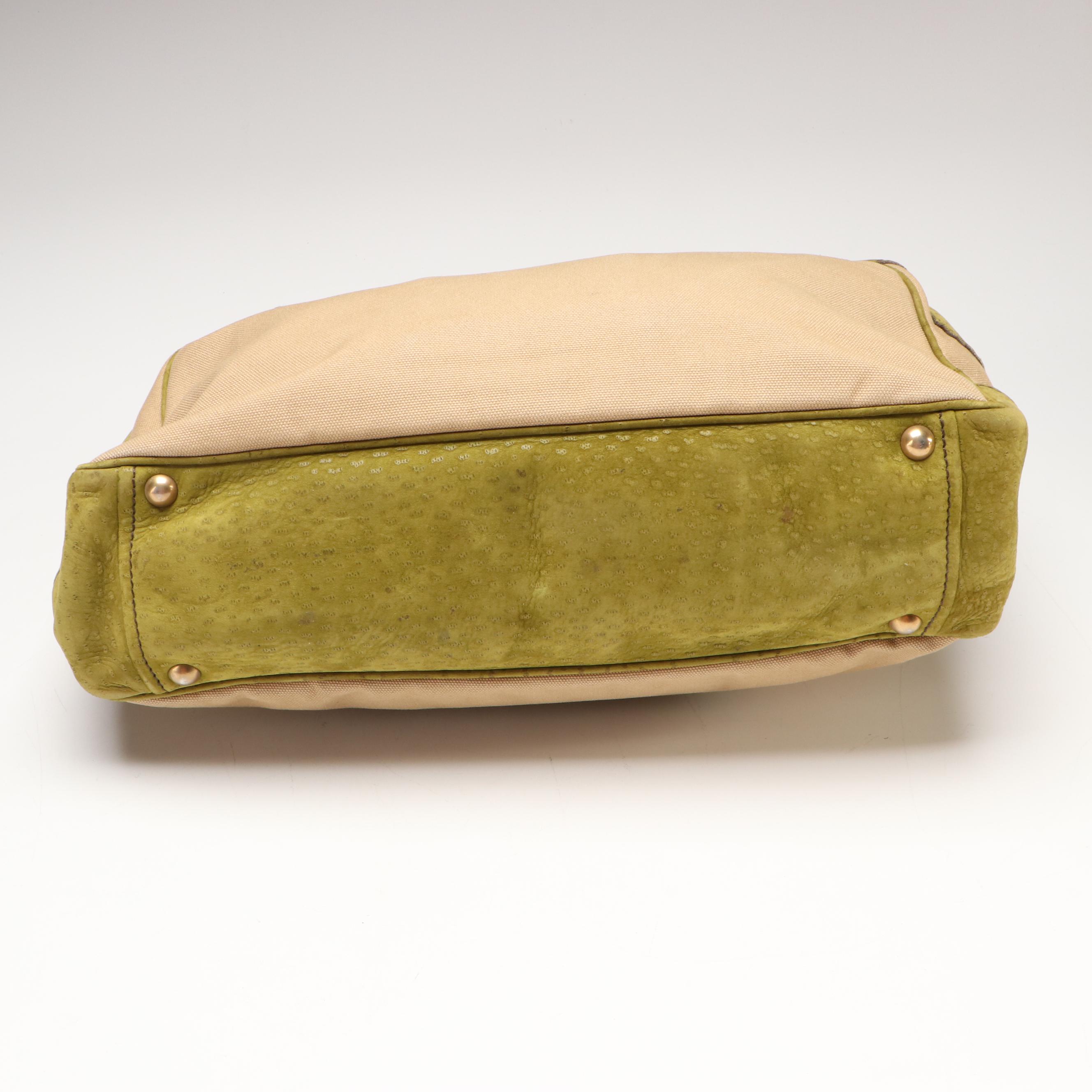 Prada Two Tone Canvas and Leather Handbag