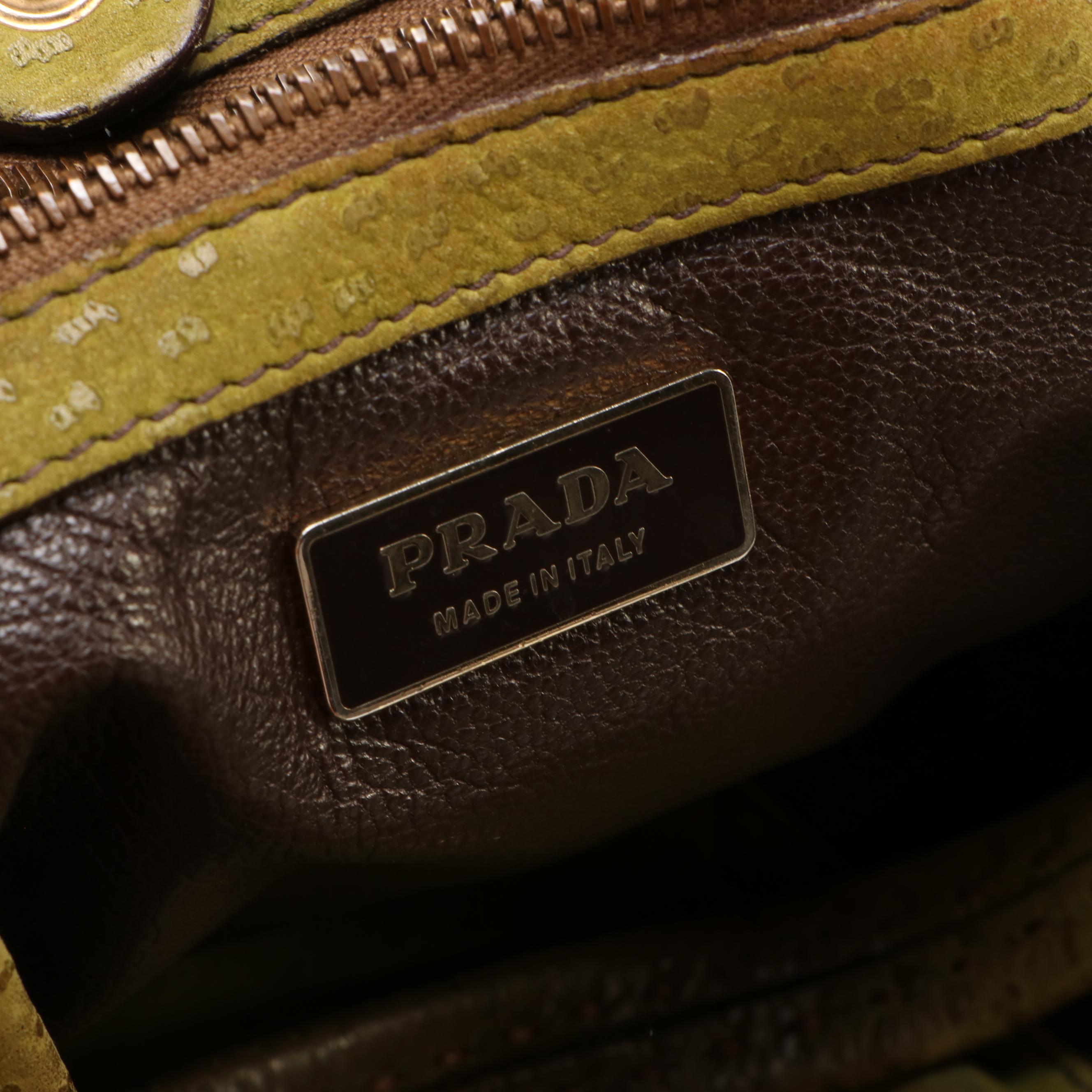 Prada Two Tone Canvas and Leather Handbag