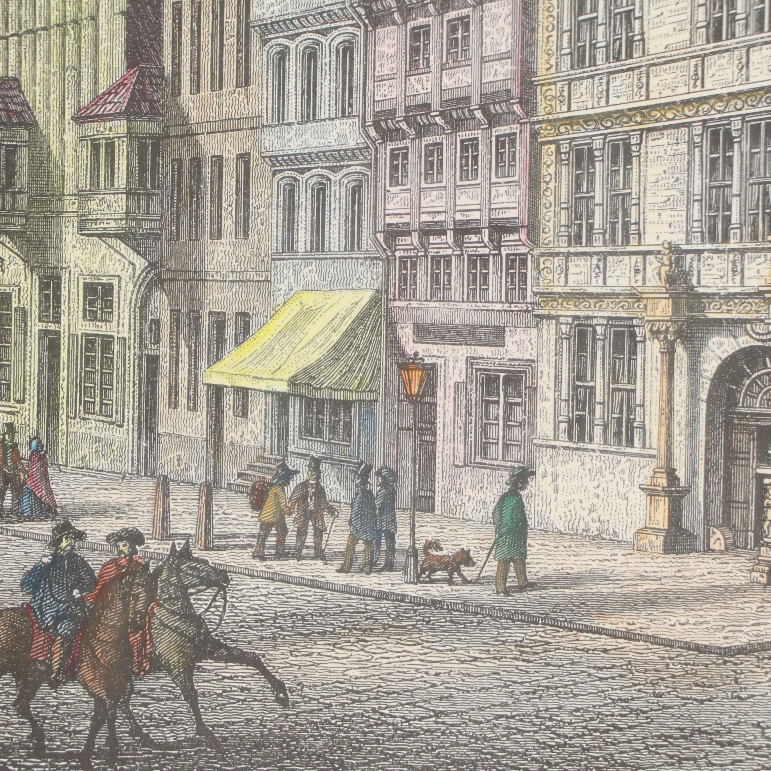 Hand-Colored Lithograph "Leibnitzhaus in Hannover," Mid-20th Century