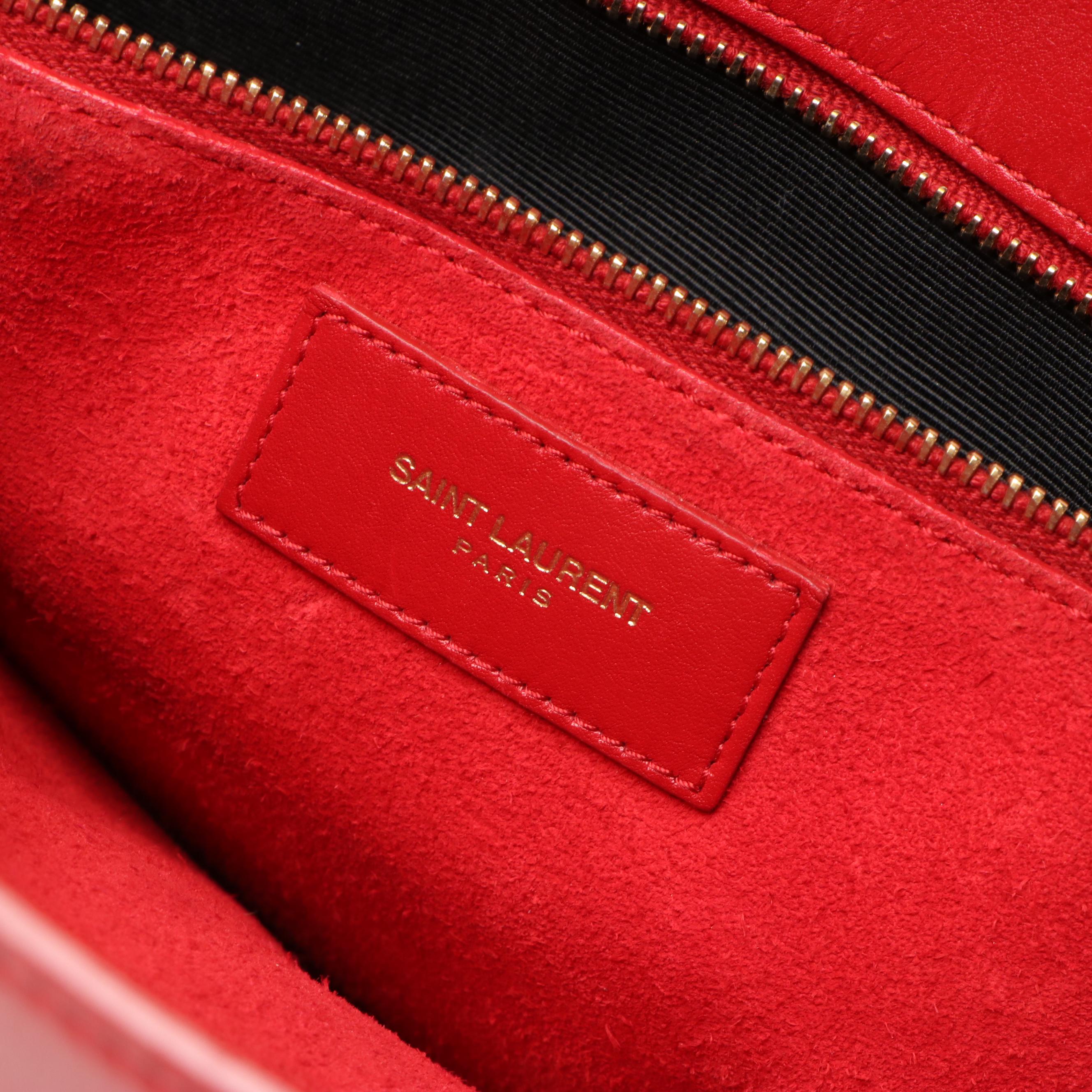 Saint Laurent Sac De Jour Top Handle Bag in Smooth Red Leather