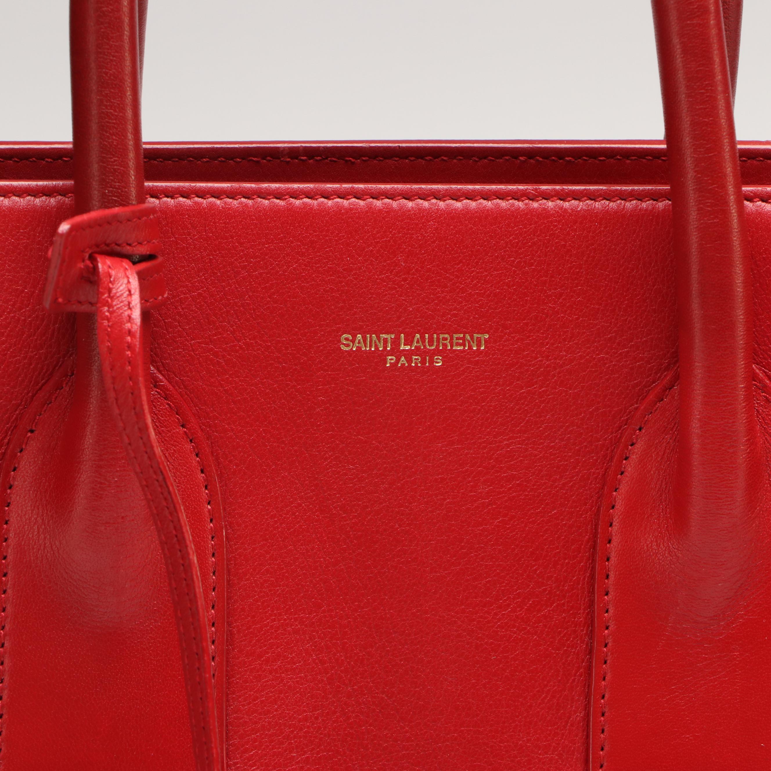 Saint Laurent Sac De Jour Top Handle Bag in Smooth Red Leather