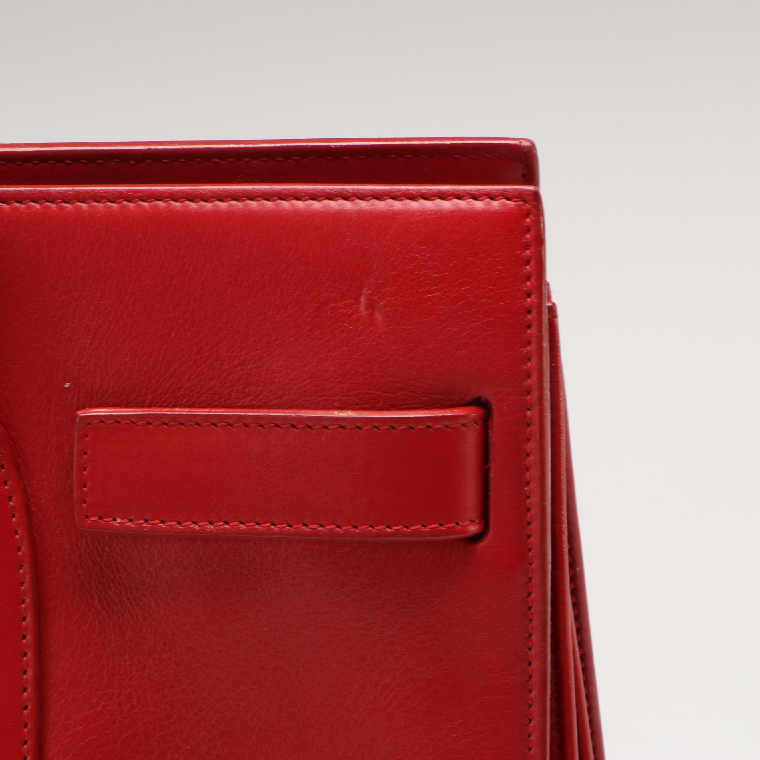 Saint Laurent Sac De Jour Top Handle Bag in Smooth Red Leather