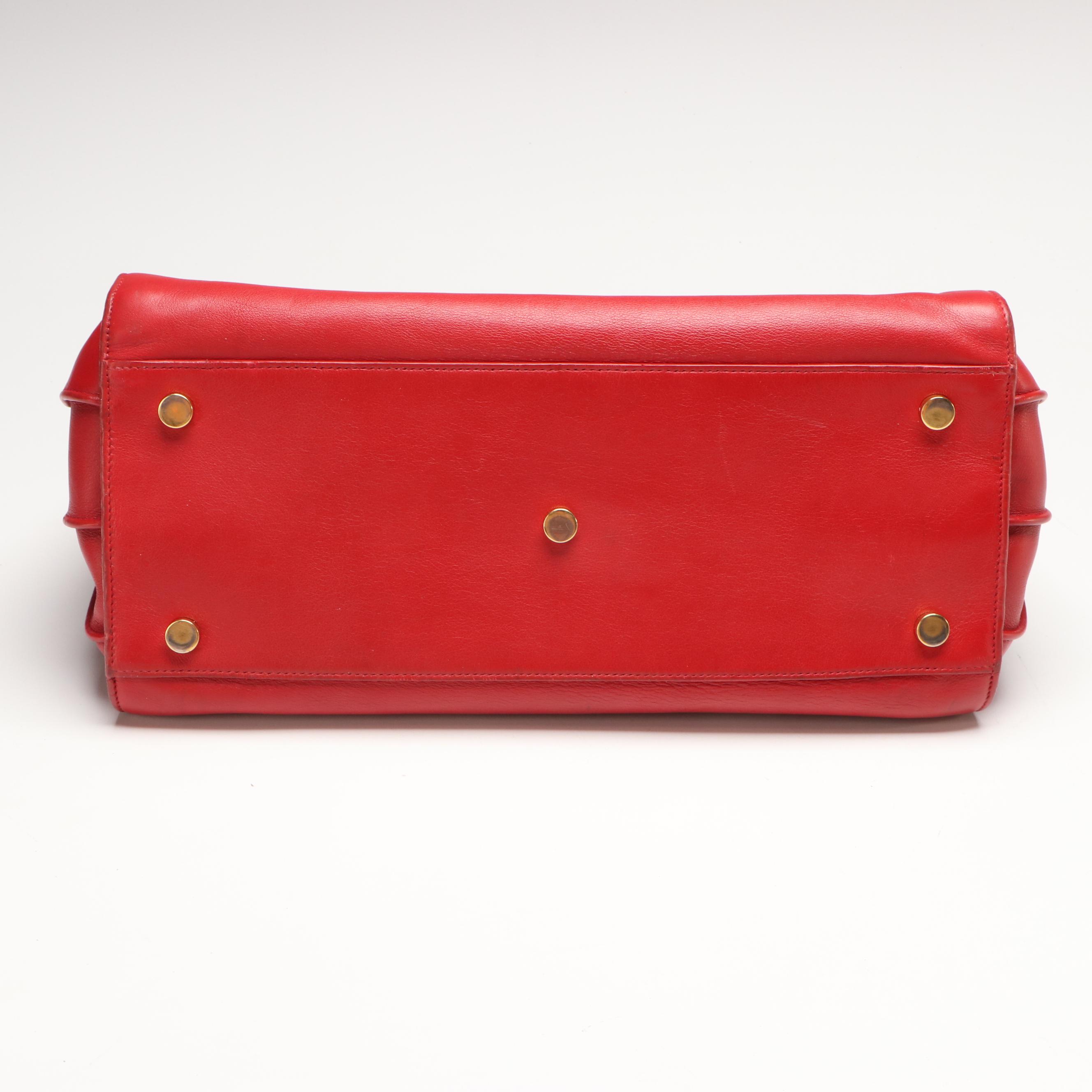Saint Laurent Sac De Jour Top Handle Bag in Smooth Red Leather