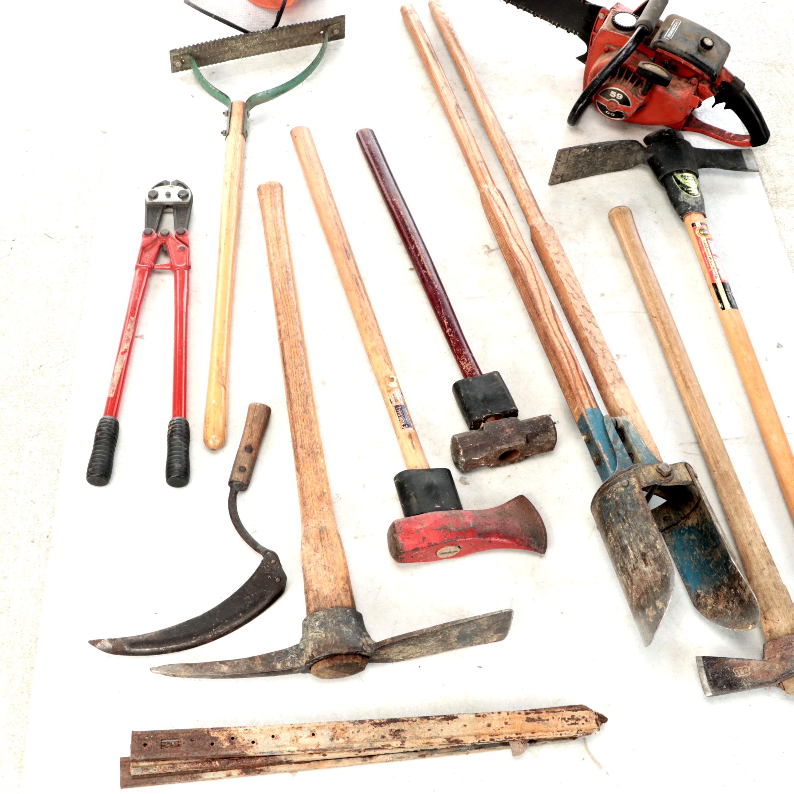 Remington Gas Chainsaw with Post Diggers, Sledgehammer, and More Outdoor Tools