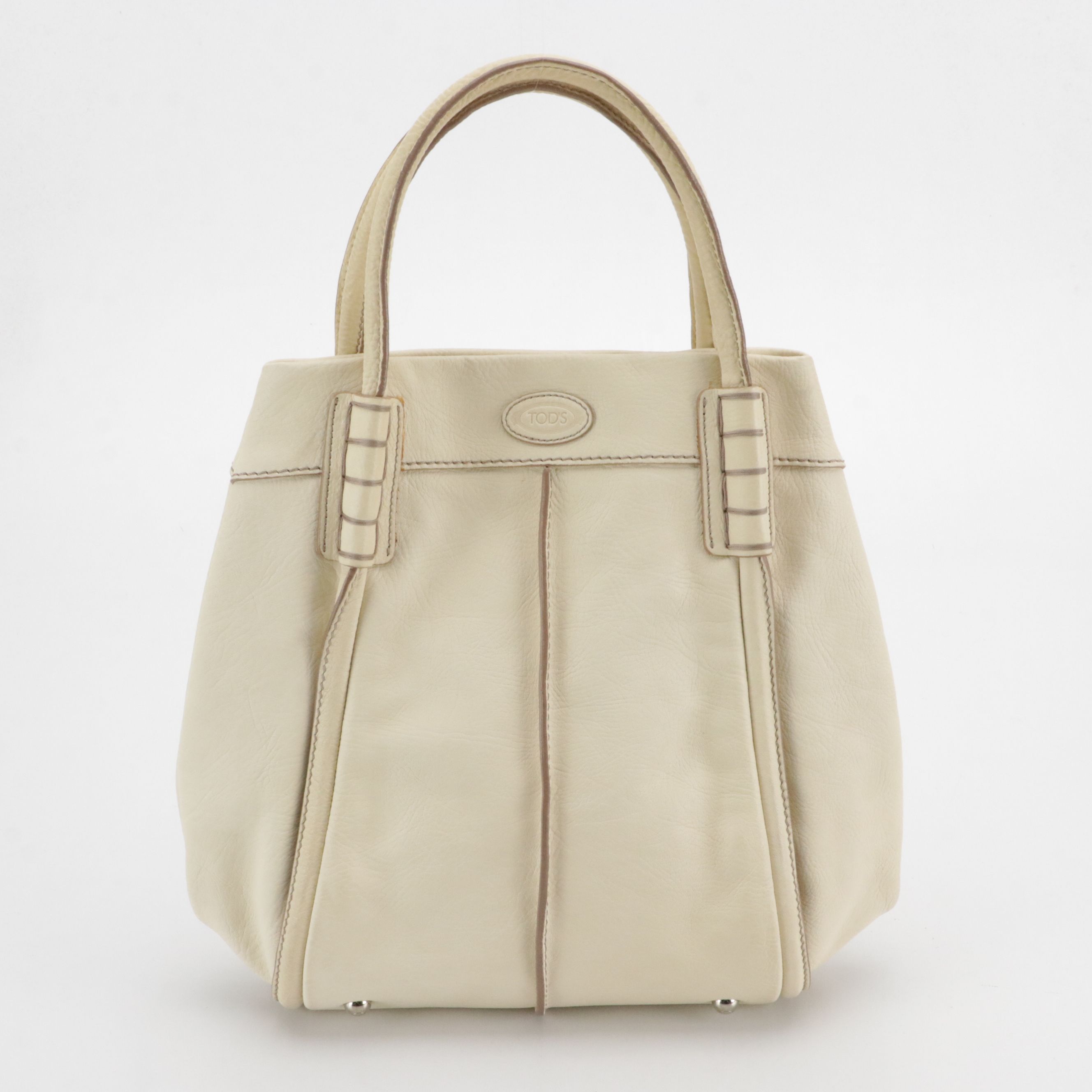 Tod's Two-Way Bucket Bag in Ivory Grained Calf Leather