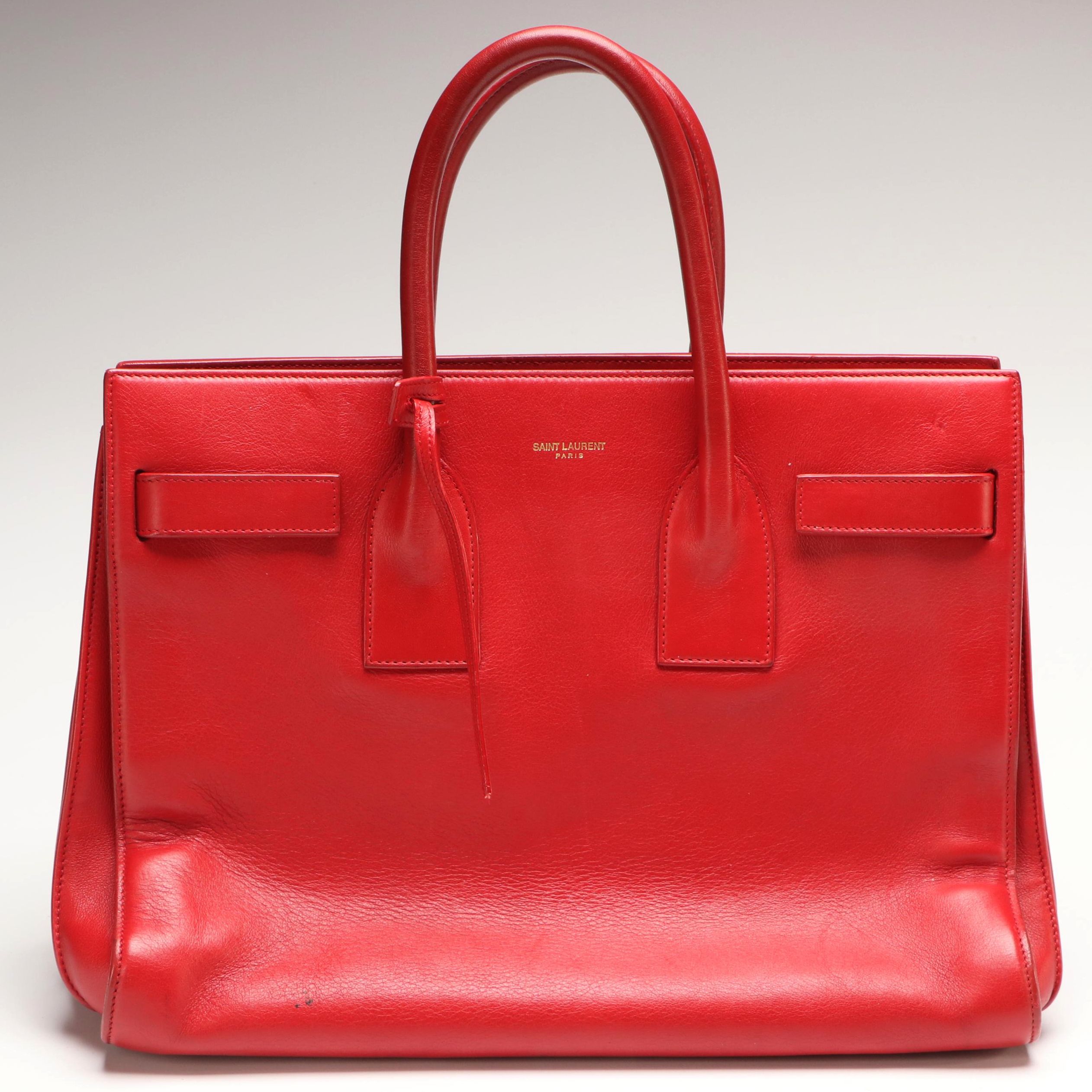 Saint Laurent Sac De Jour Top Handle Bag in Smooth Red Leather