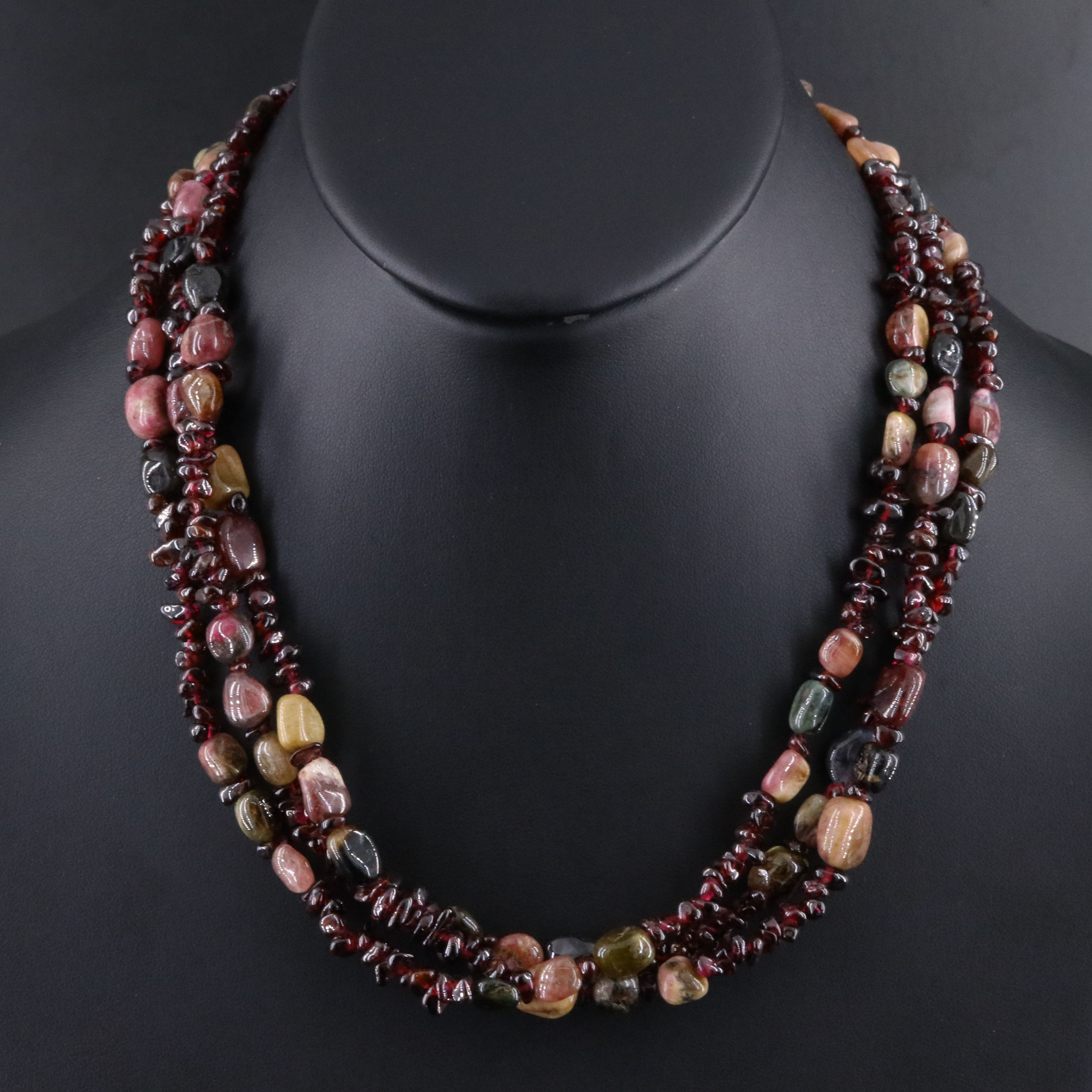 Desert Rose Trading Sterling Garnet and Tourmaline Necklace