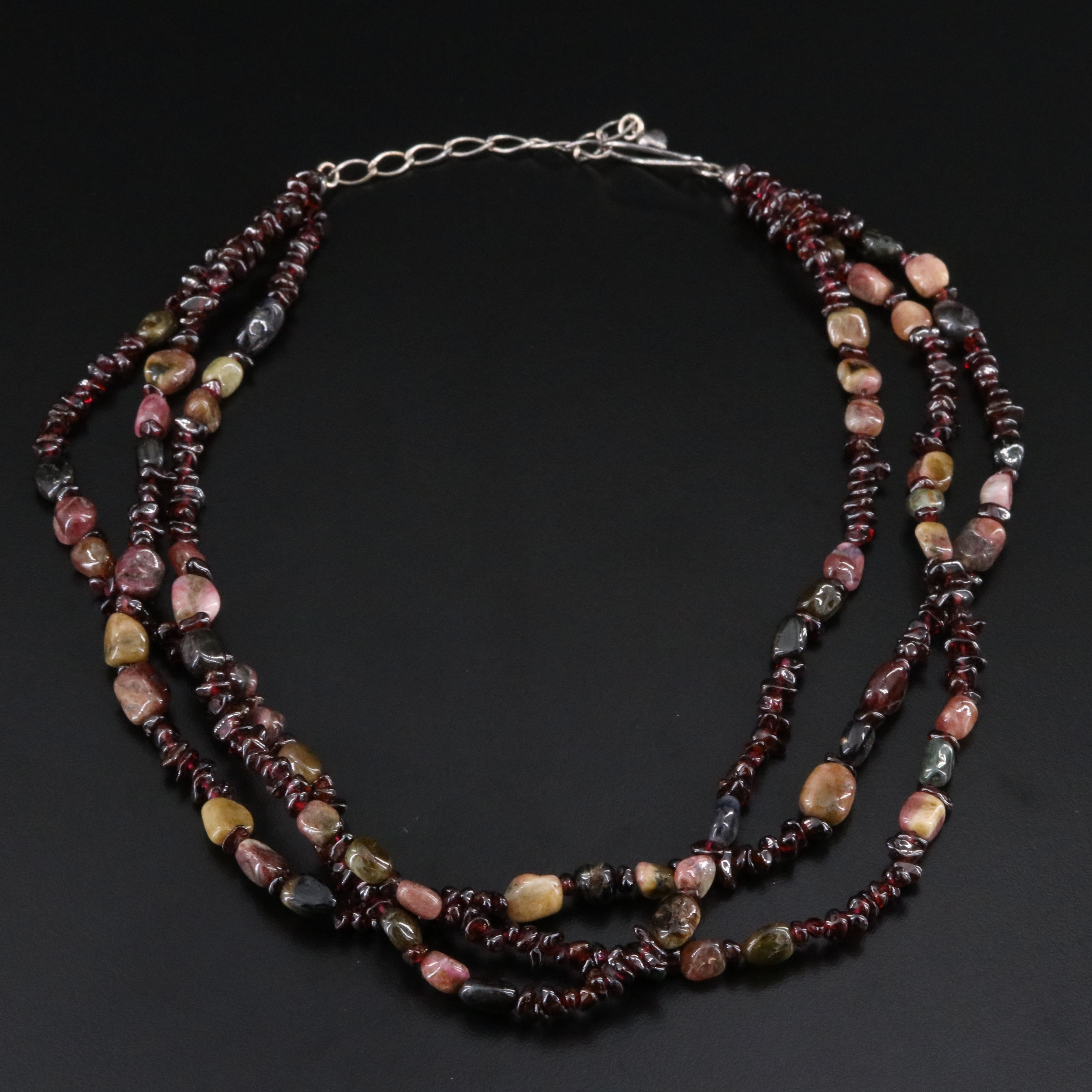 Desert Rose Trading Sterling Garnet and Tourmaline Necklace