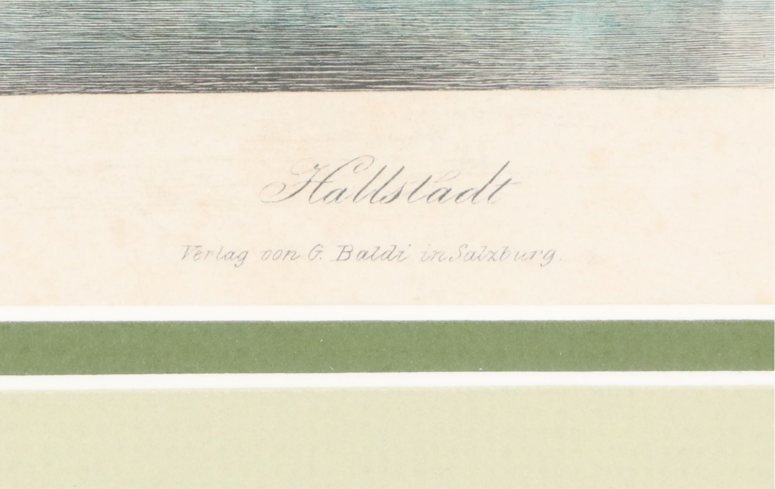 Hand-Colored Lithograph "Hallstadt," Late 19th Century