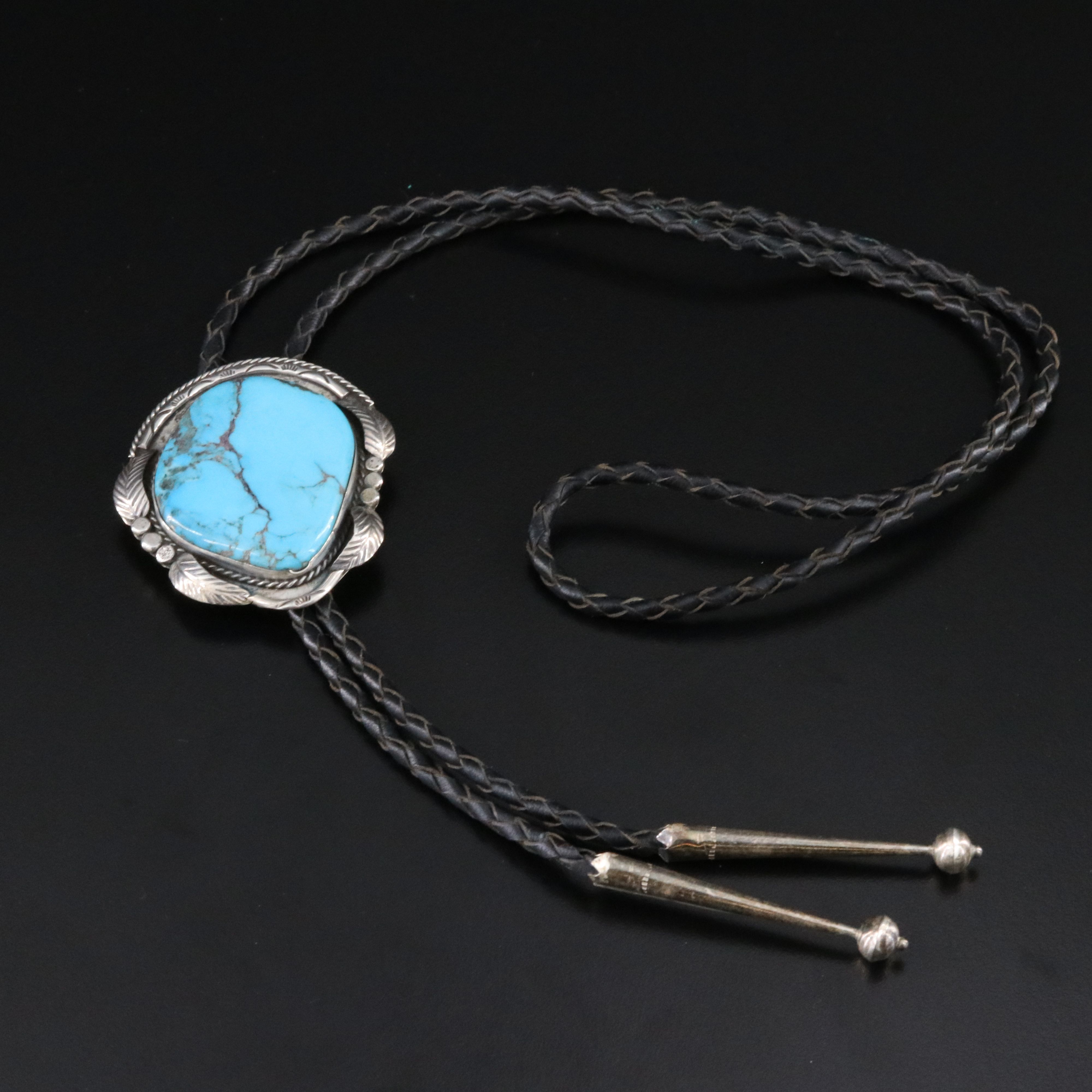 Southwestern Sterling Turquoise Appliqué Bolo Tie