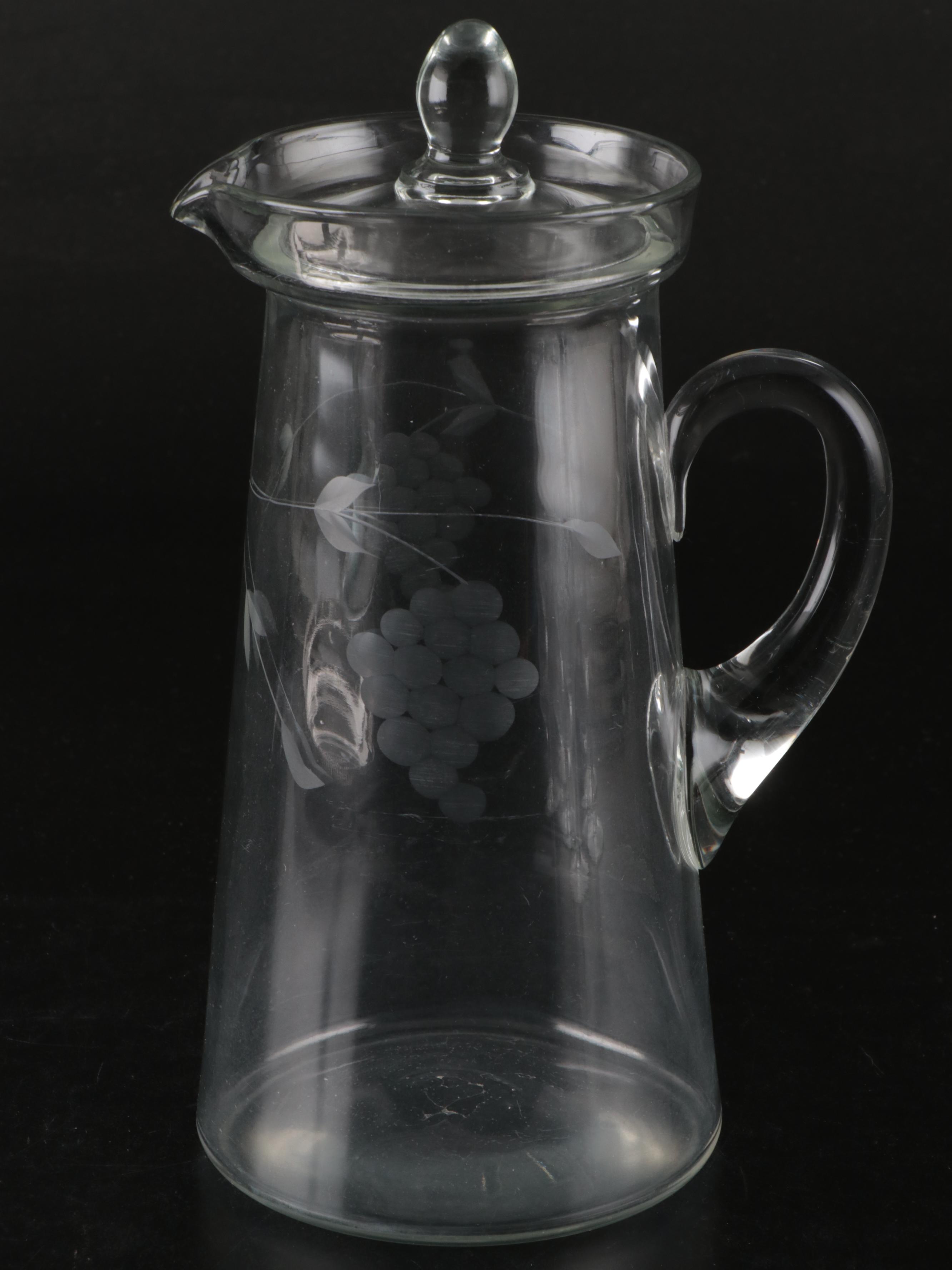 English Silver MFG Co. Silver Plate Tray with Wine Glasses and Pitcher