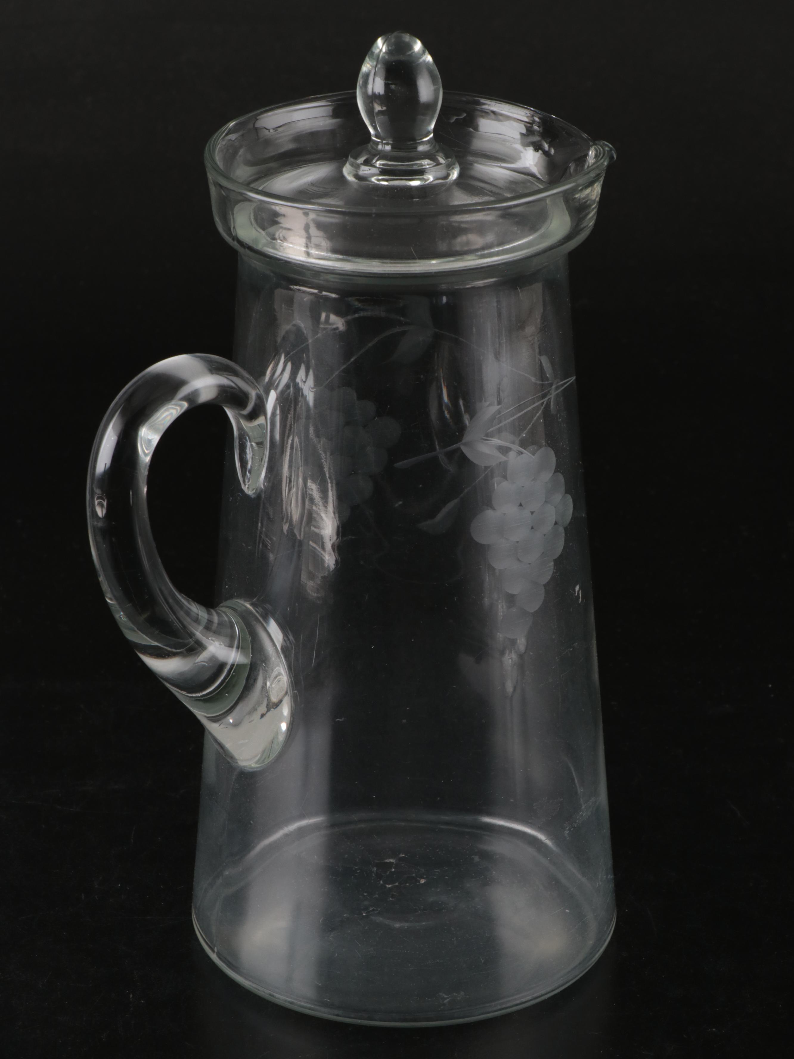 English Silver MFG Co. Silver Plate Tray with Wine Glasses and Pitcher