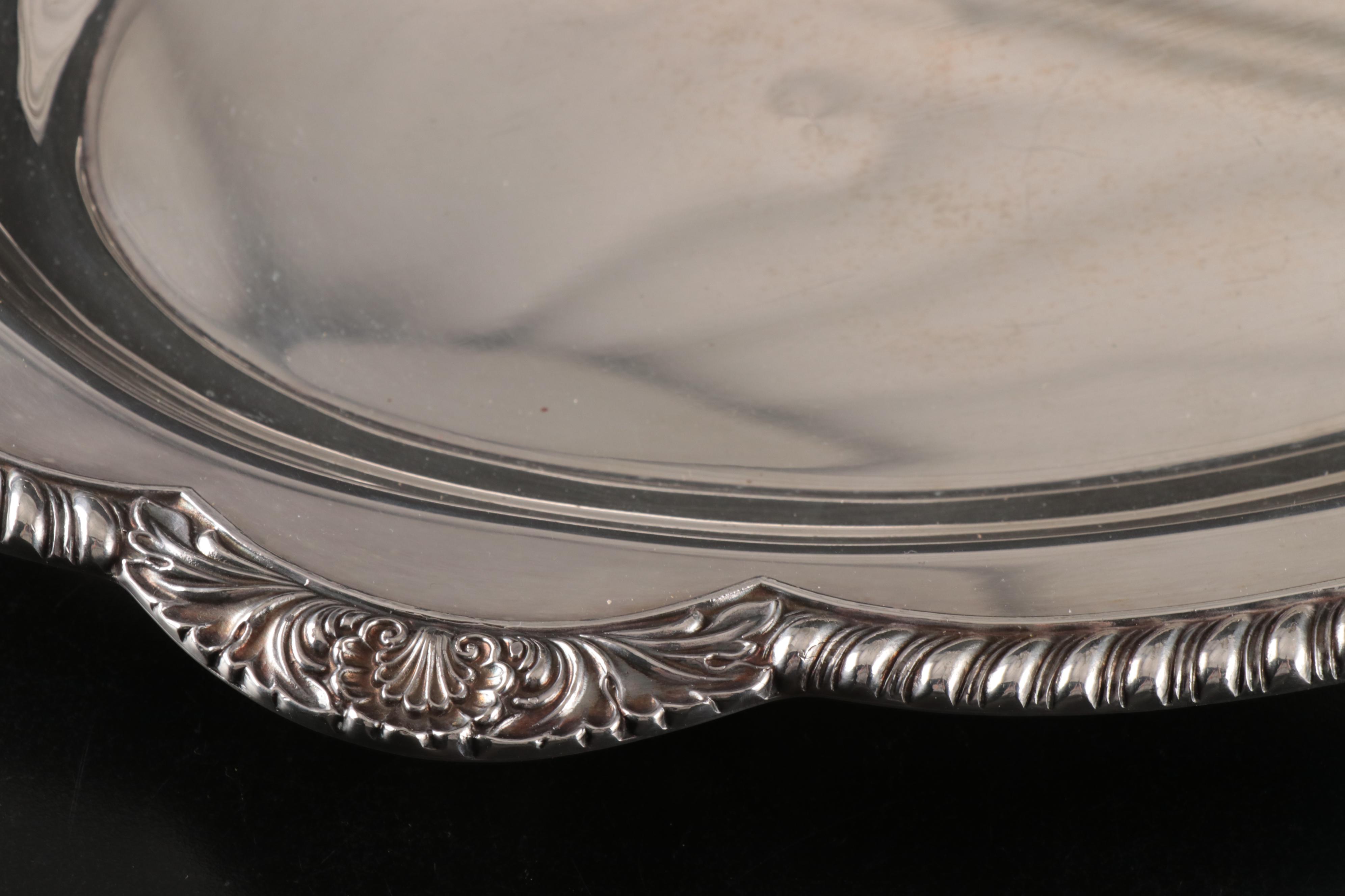 English Silver MFG Co. Silver Plate Tray with Wine Glasses and Pitcher