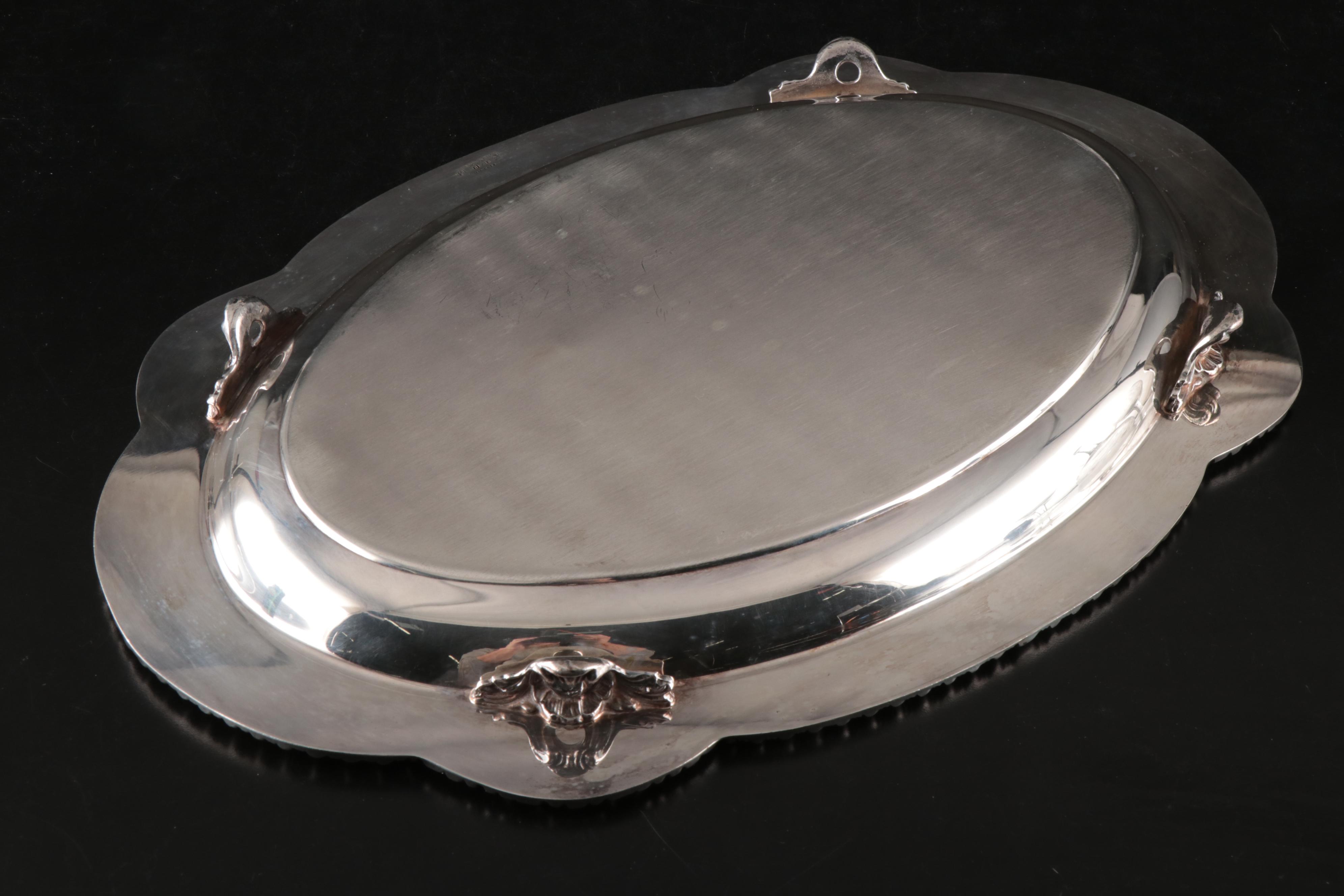 English Silver MFG Co. Silver Plate Tray with Wine Glasses and Pitcher