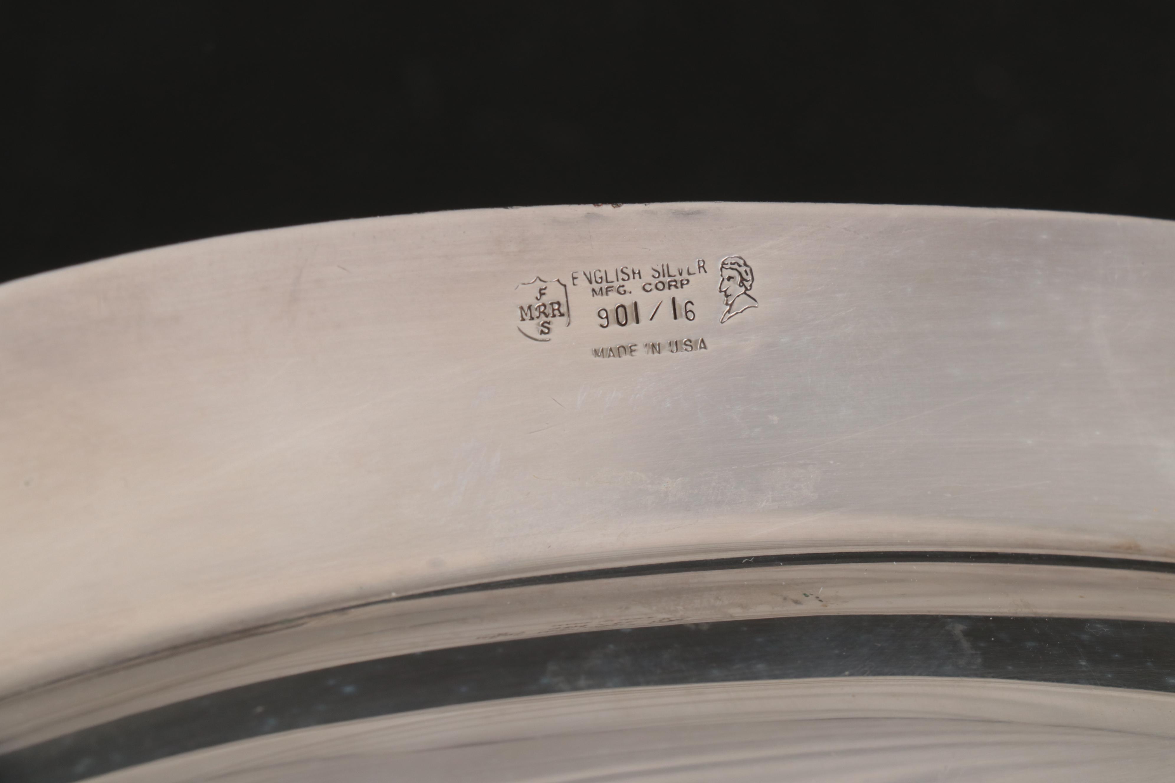 English Silver MFG Co. Silver Plate Tray with Wine Glasses and Pitcher