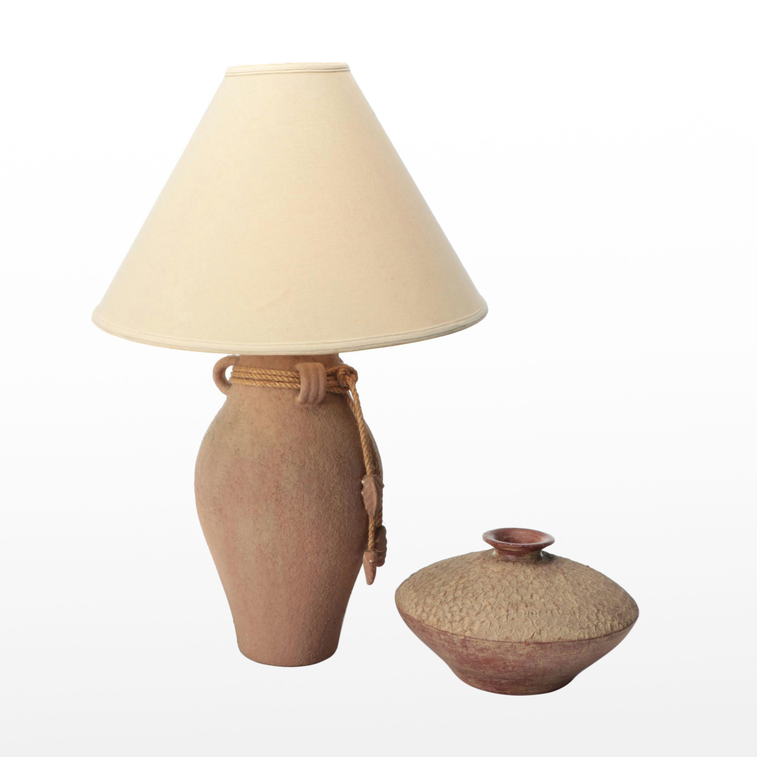 Rustic Southwestern Vase Table Lamp with Terracotta Vessel, Late 20th Century