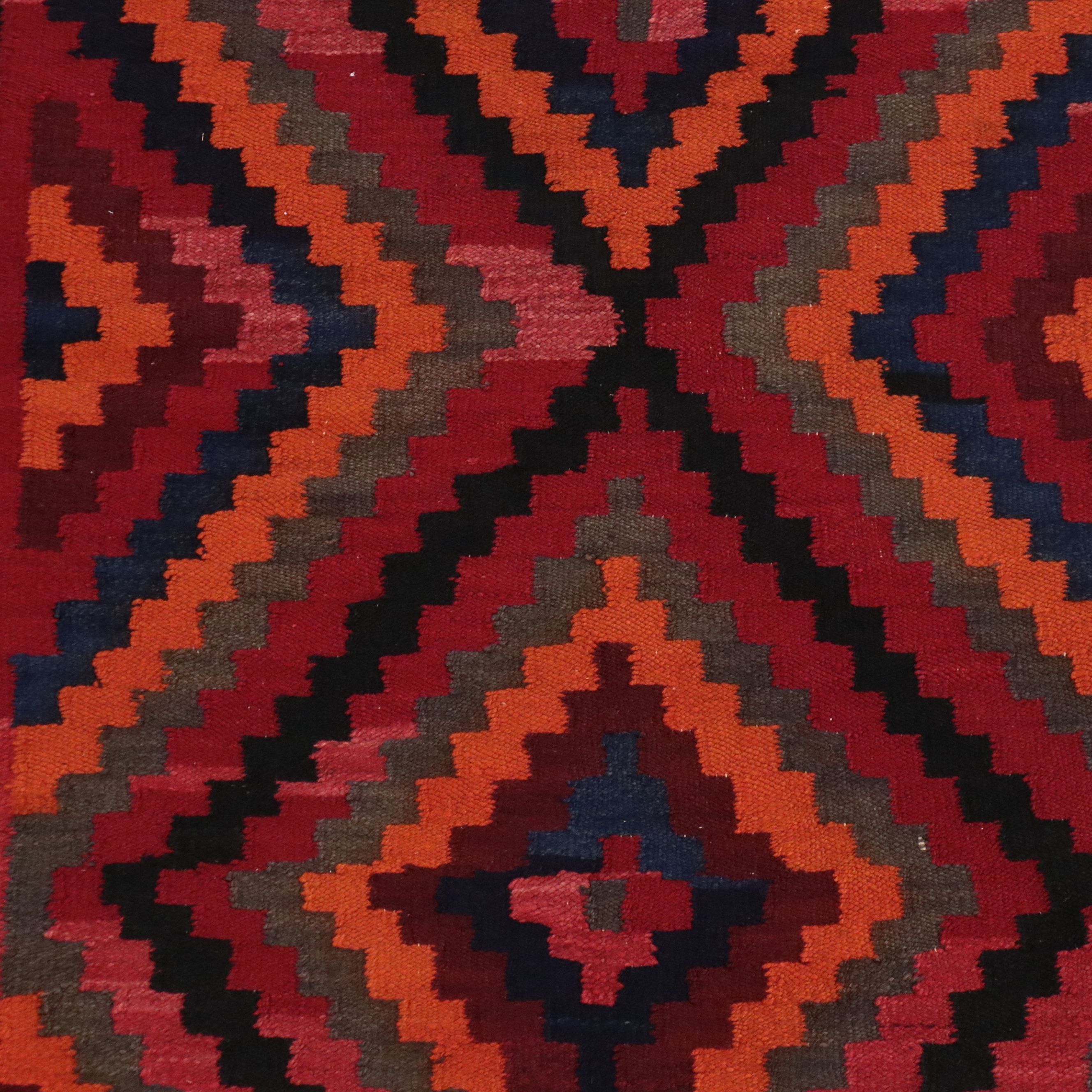 4'9 x 10'10 Handwoven Turkish Village Style Kilim Long Rug