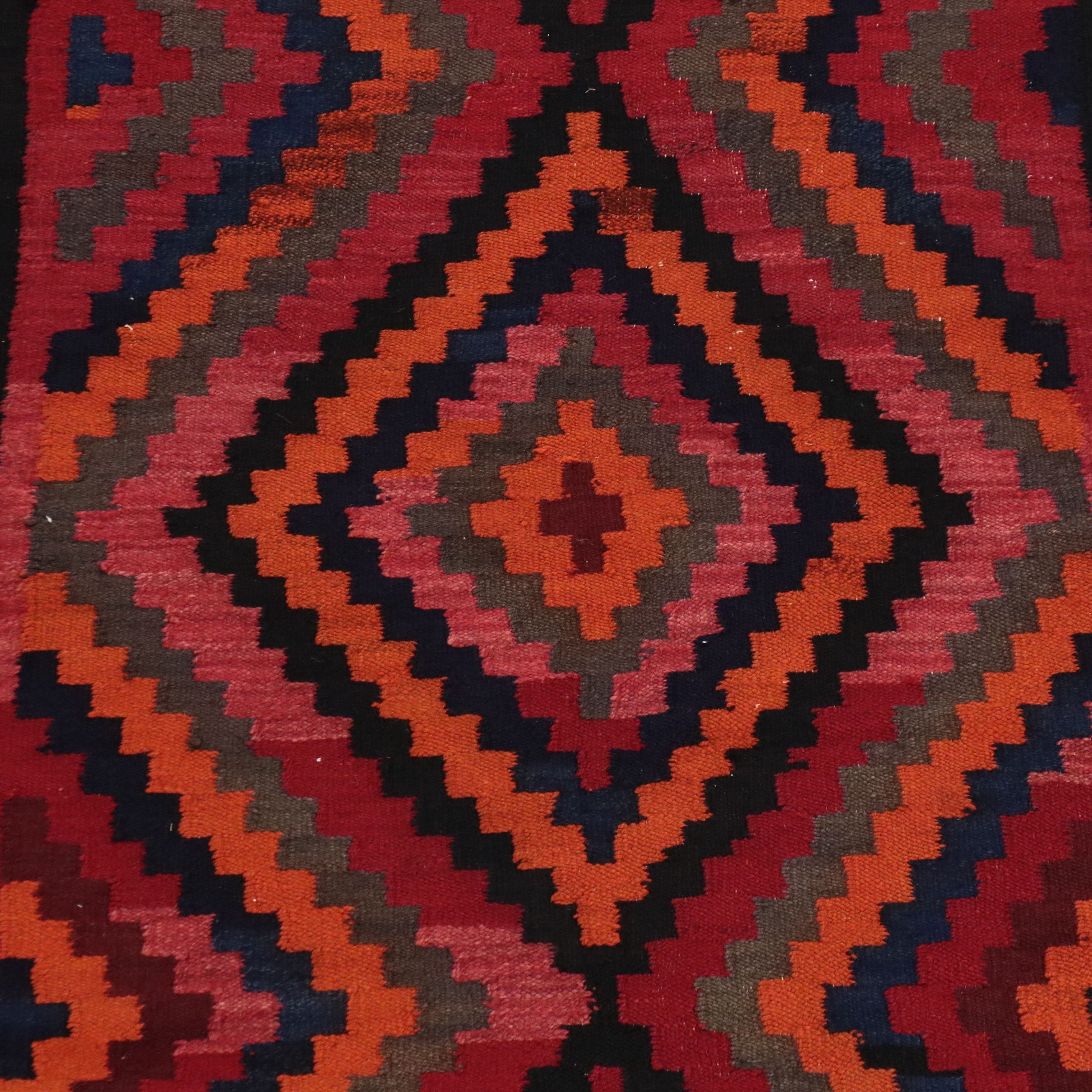 4'9 x 10'10 Handwoven Turkish Village Style Kilim Long Rug