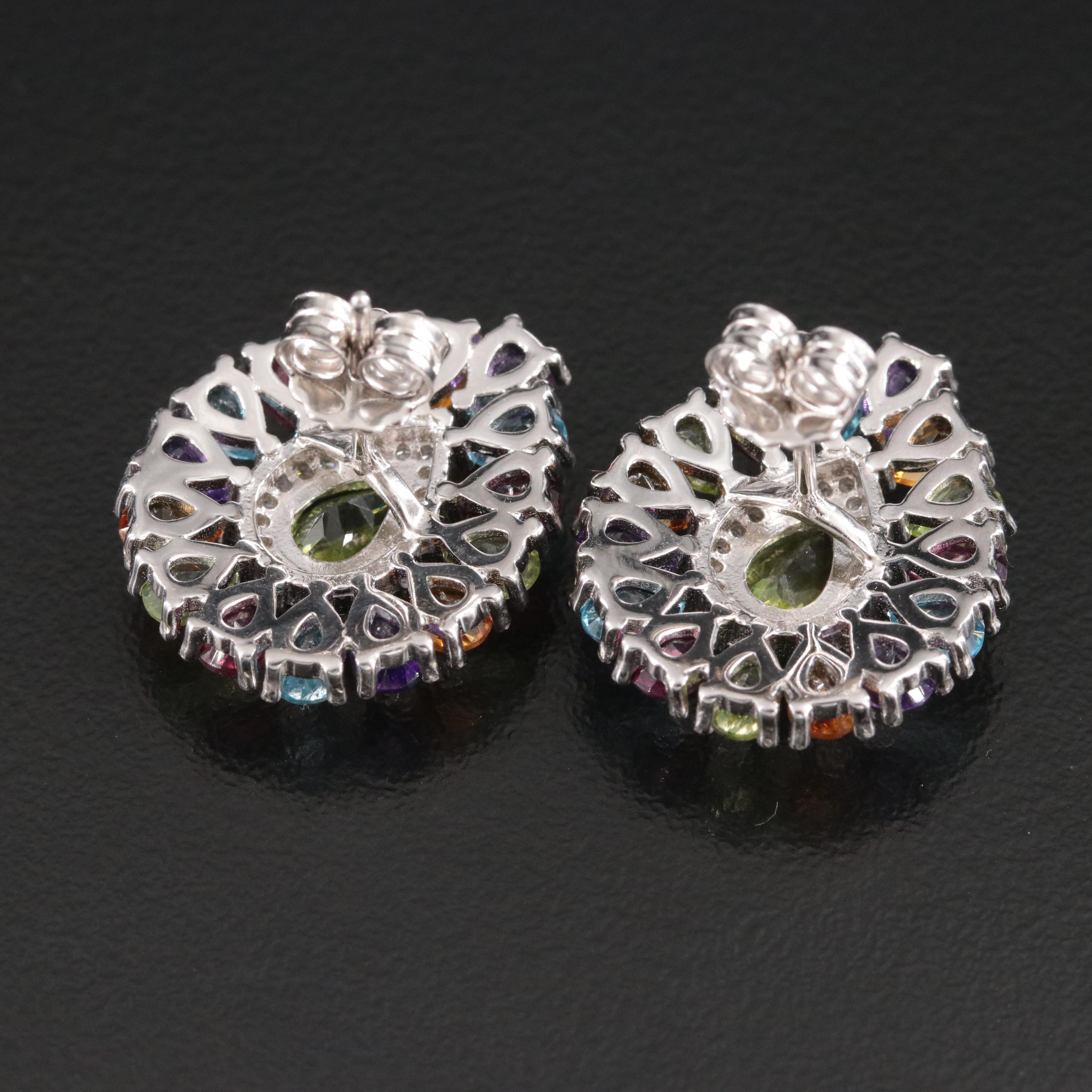 Sterling Gemstone Earrings Featuring Peridot, Topaz and CZ