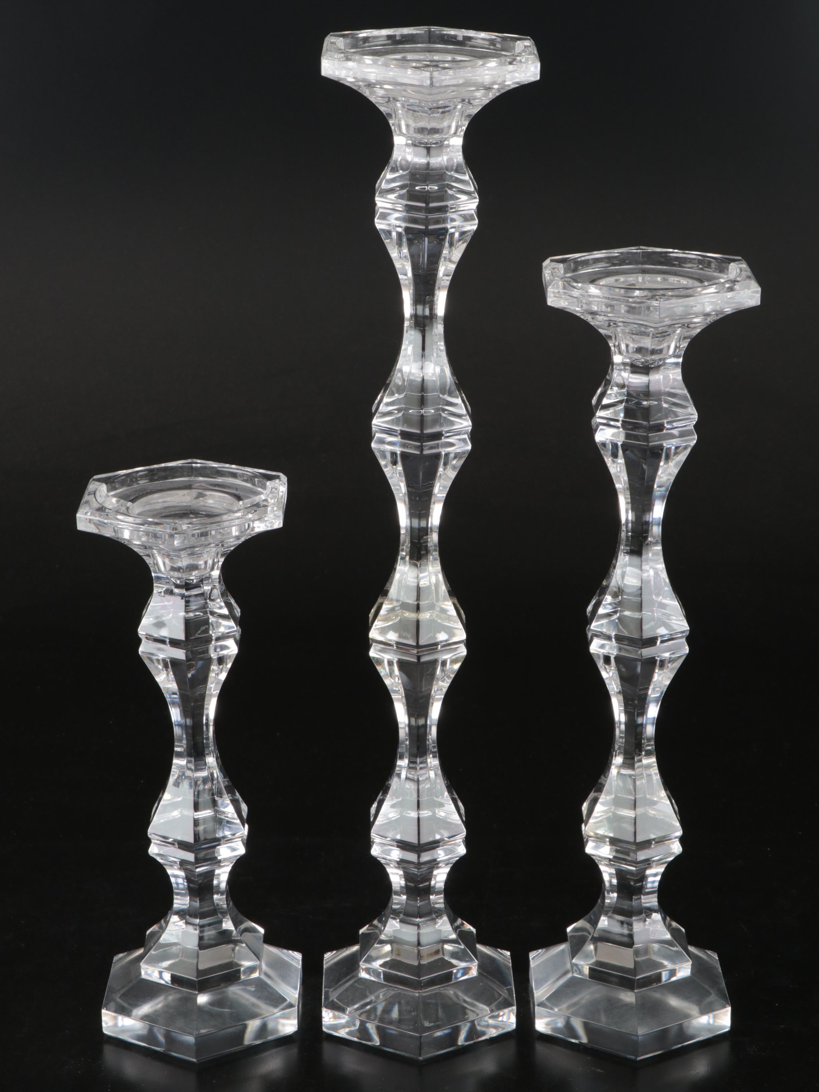 Crystal Candlesticks with Rose Vase