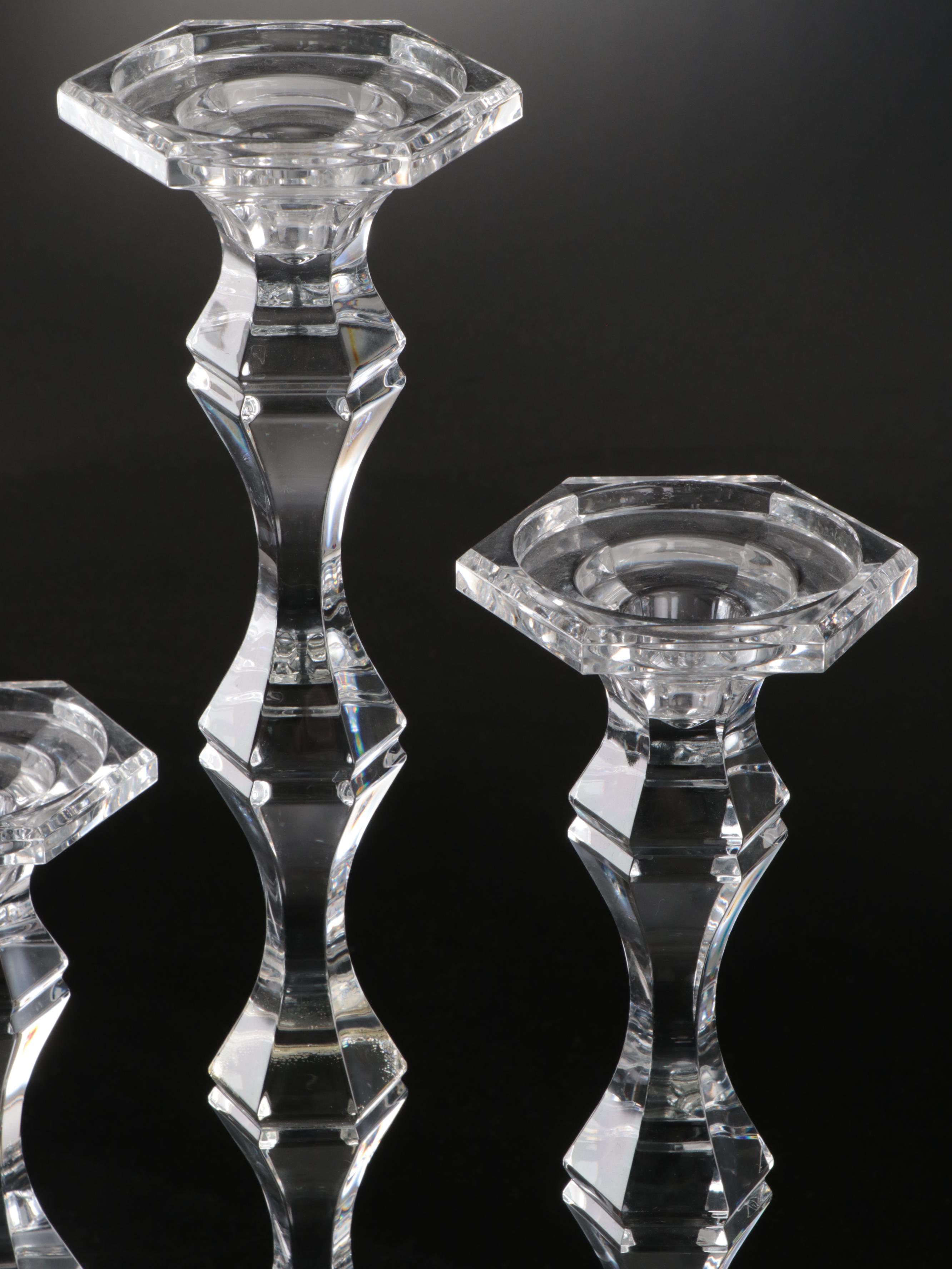 Crystal Candlesticks with Rose Vase
