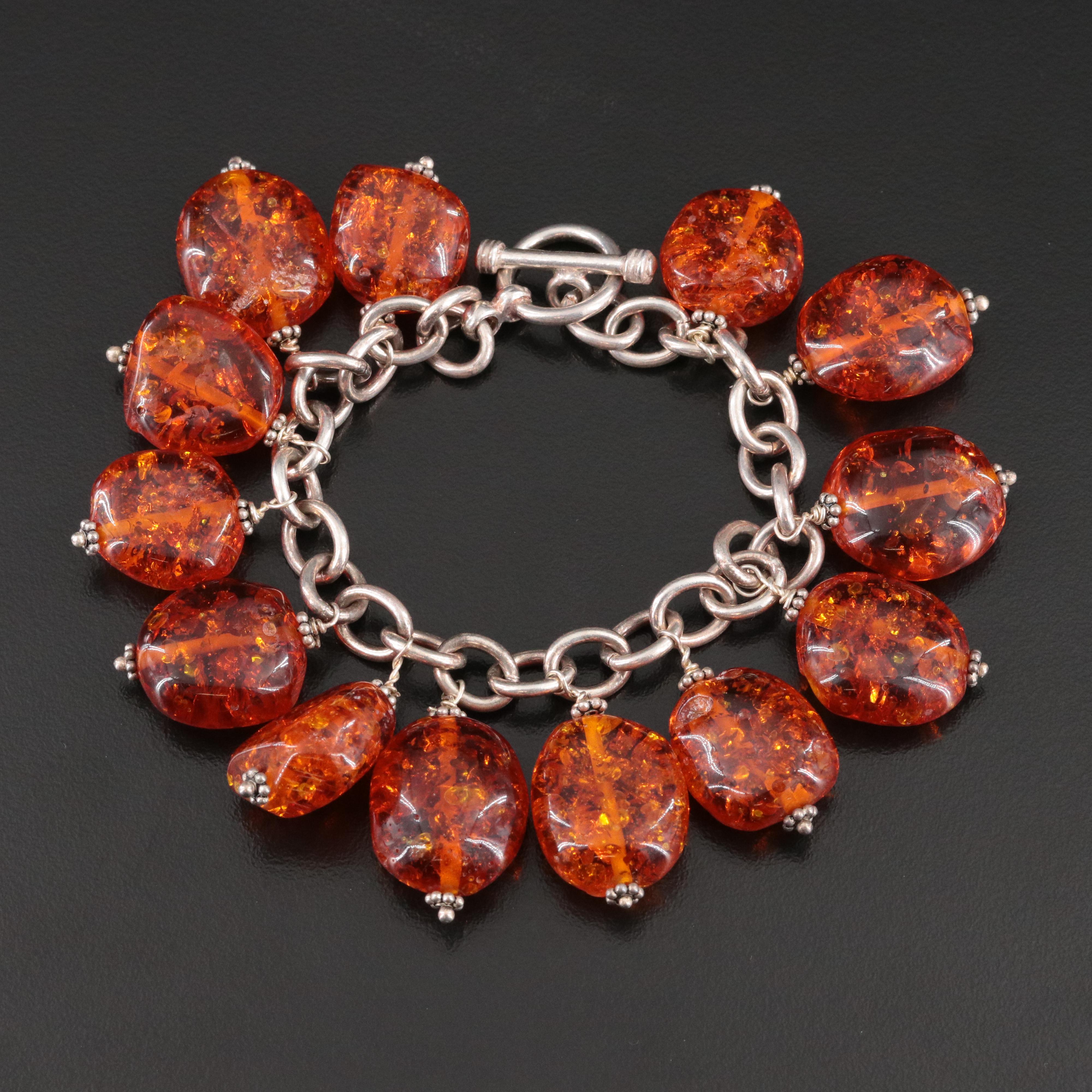 Sterling Copal Bead Bracelet