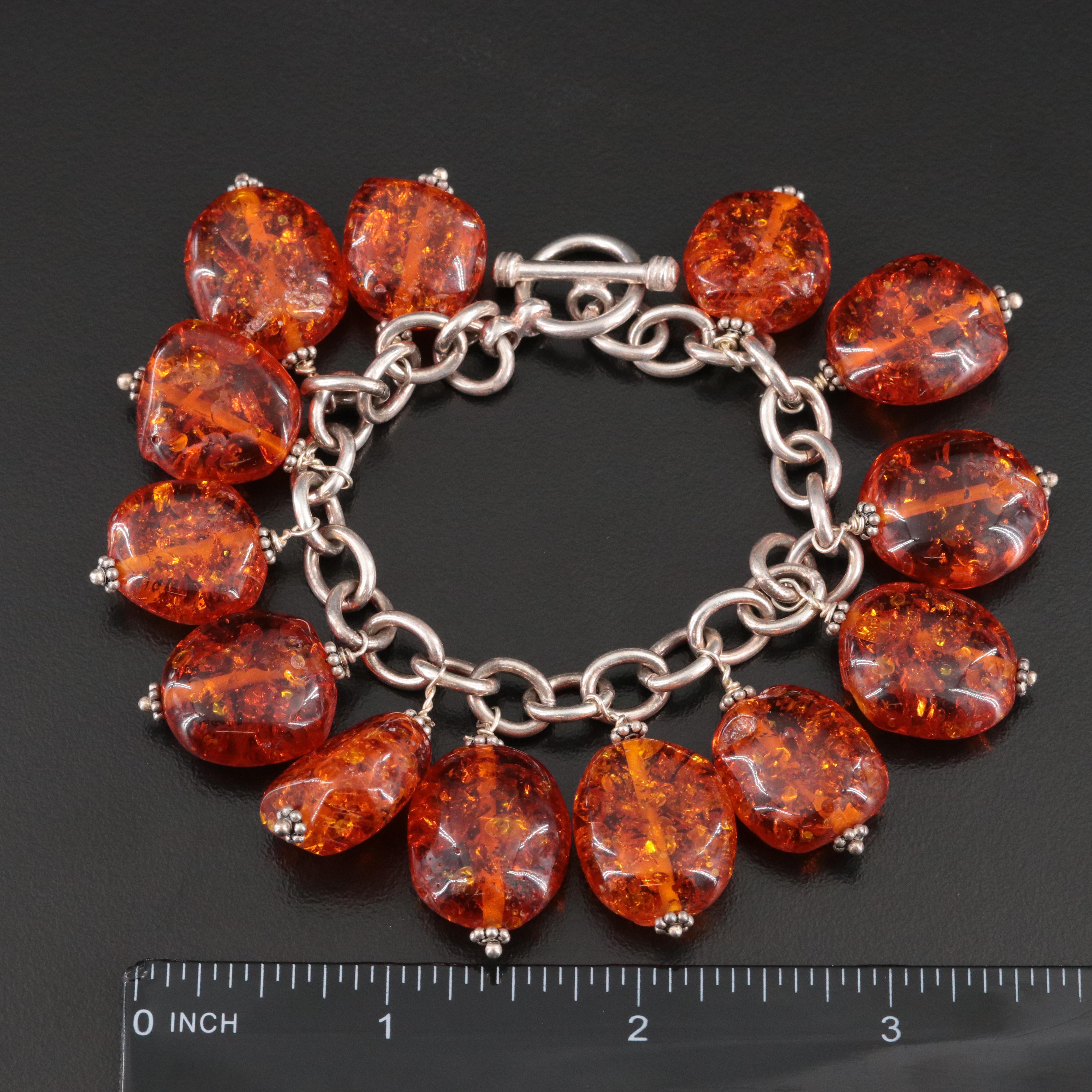 Sterling Copal Bead Bracelet