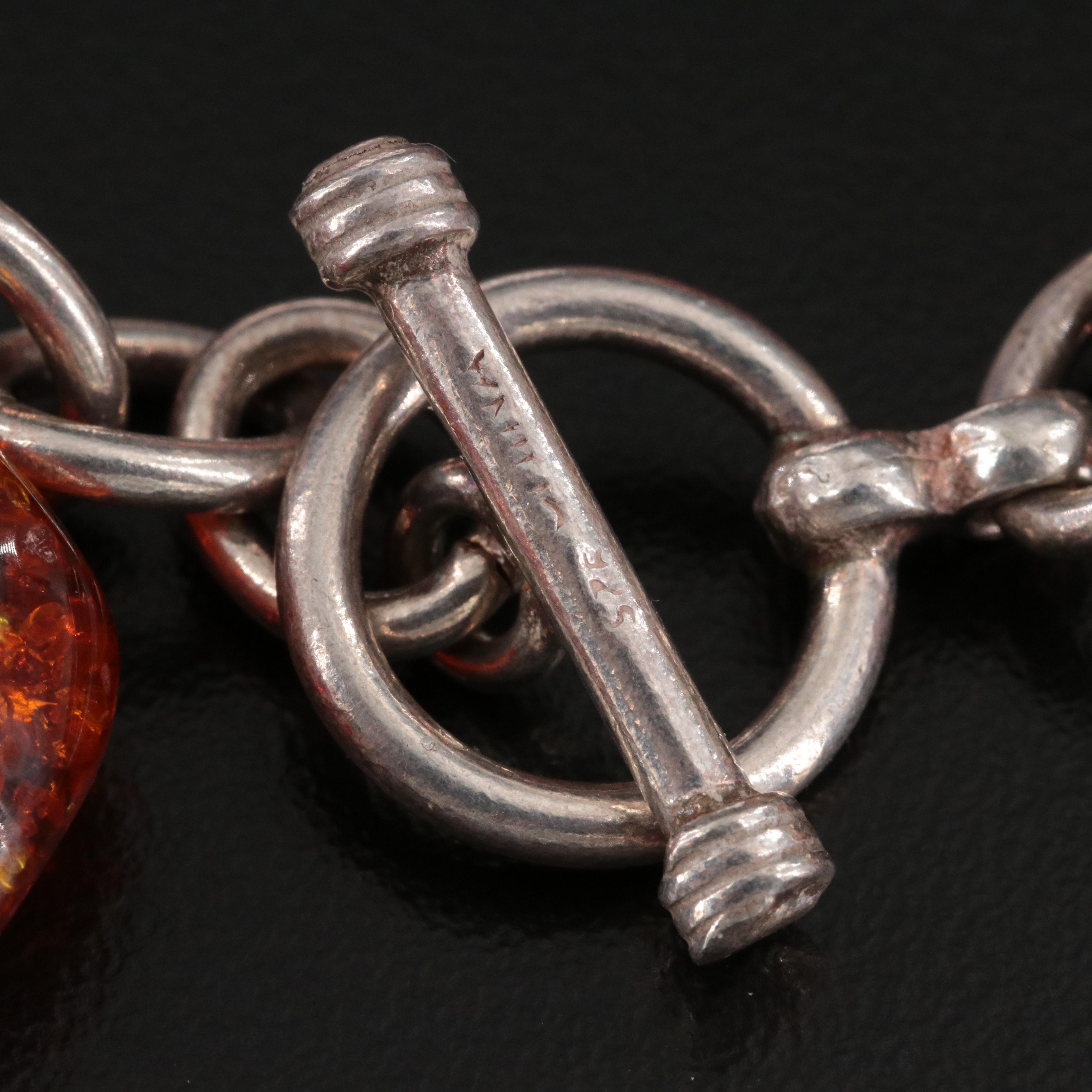 Sterling Copal Bead Bracelet