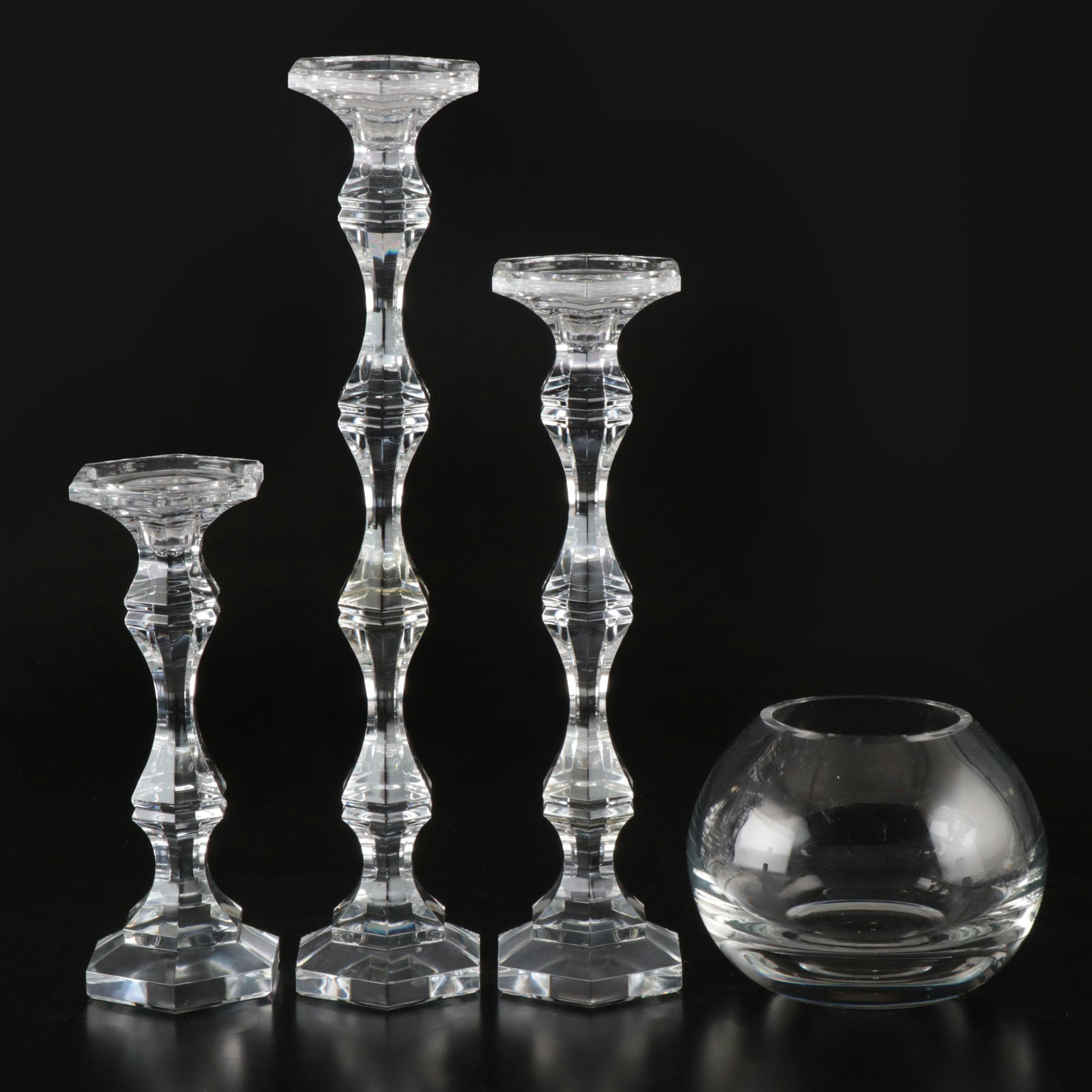 Crystal Candlesticks with Rose Vase