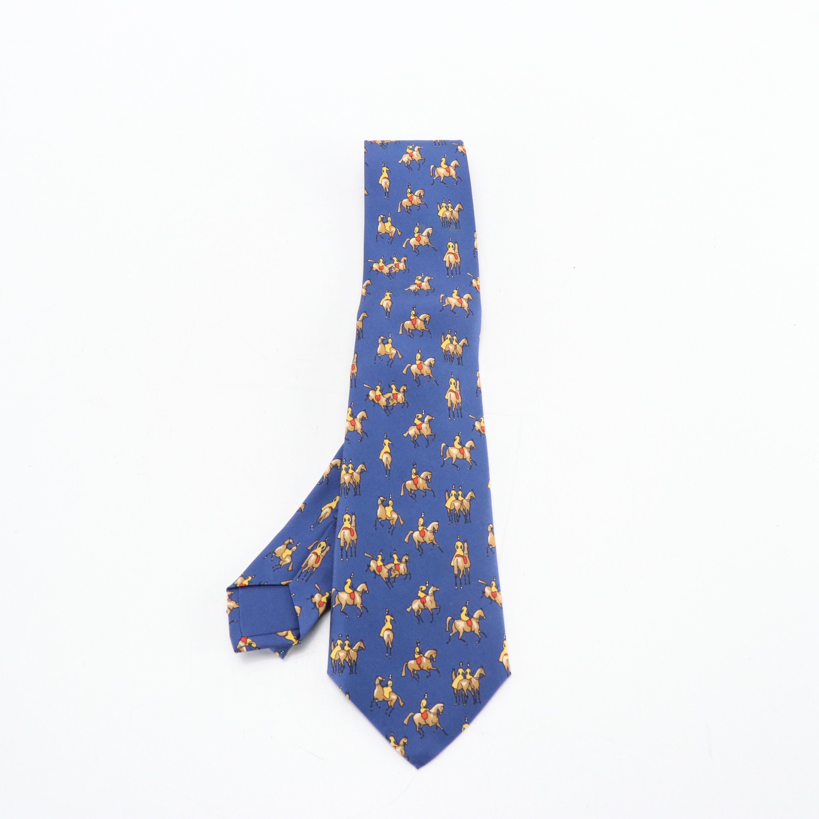 Hermès Equestrian Printed Silk Twill Necktie in Box