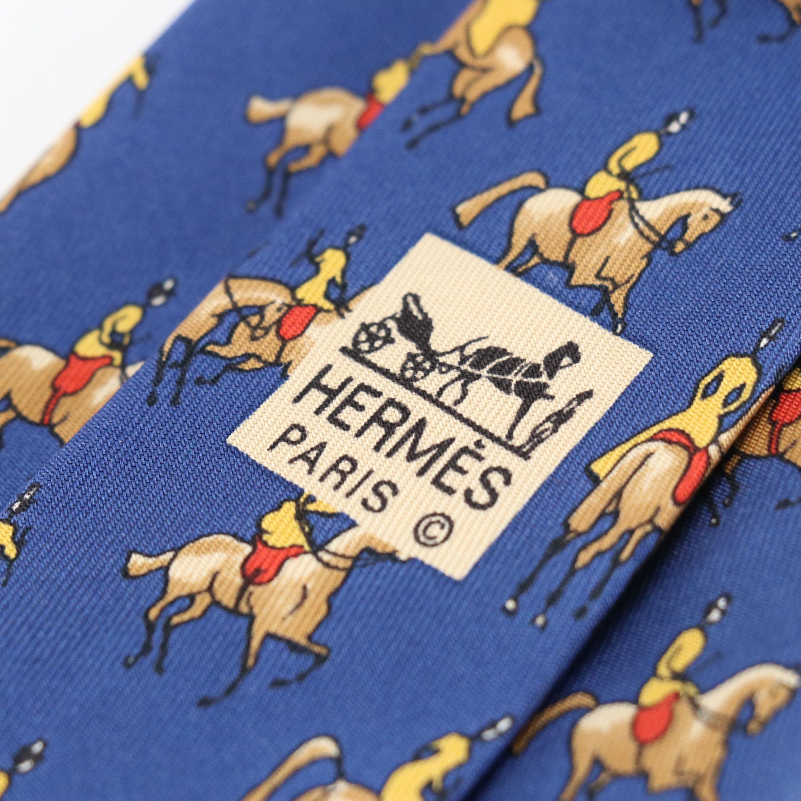 Hermès Equestrian Printed Silk Twill Necktie in Box