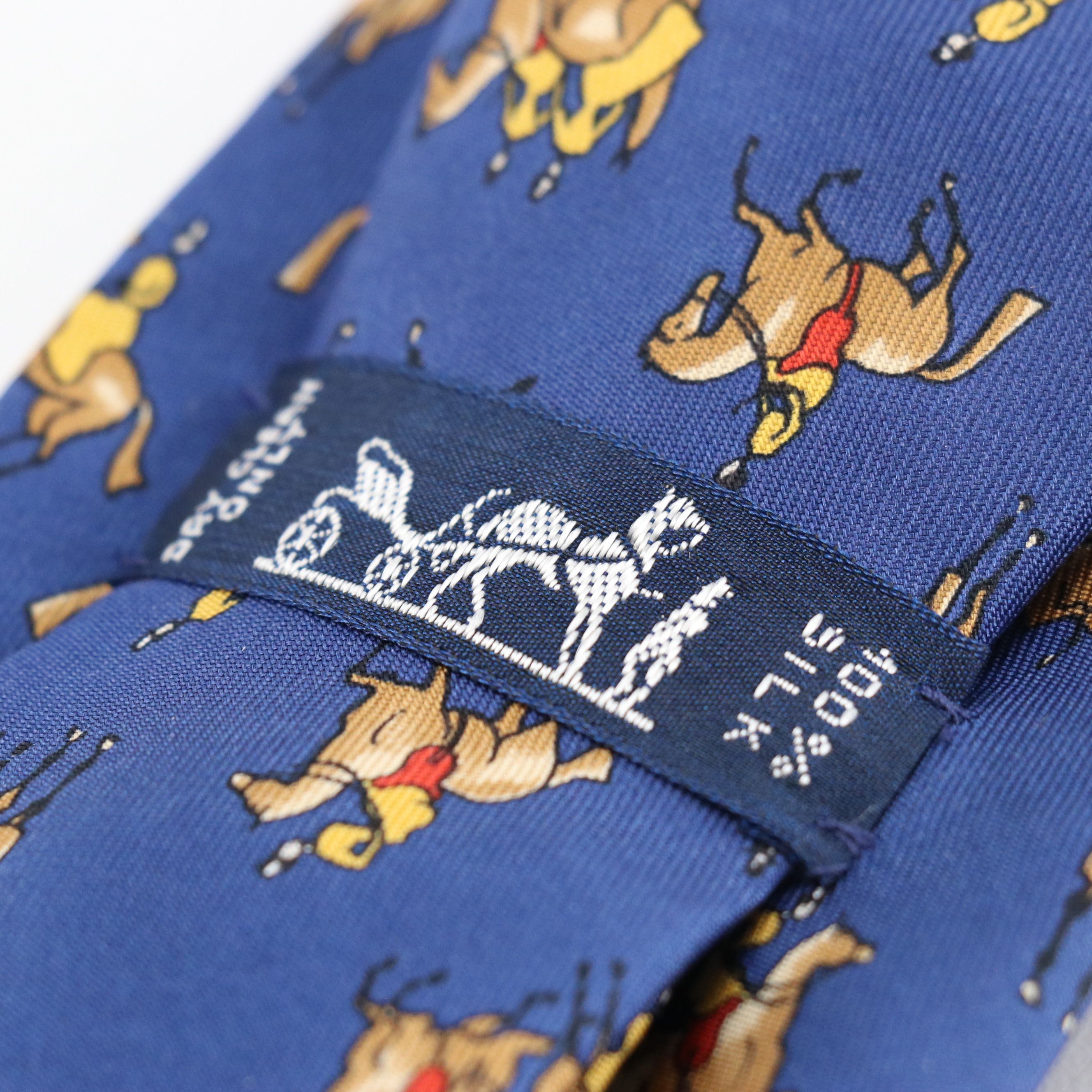 Hermès Equestrian Printed Silk Twill Necktie in Box