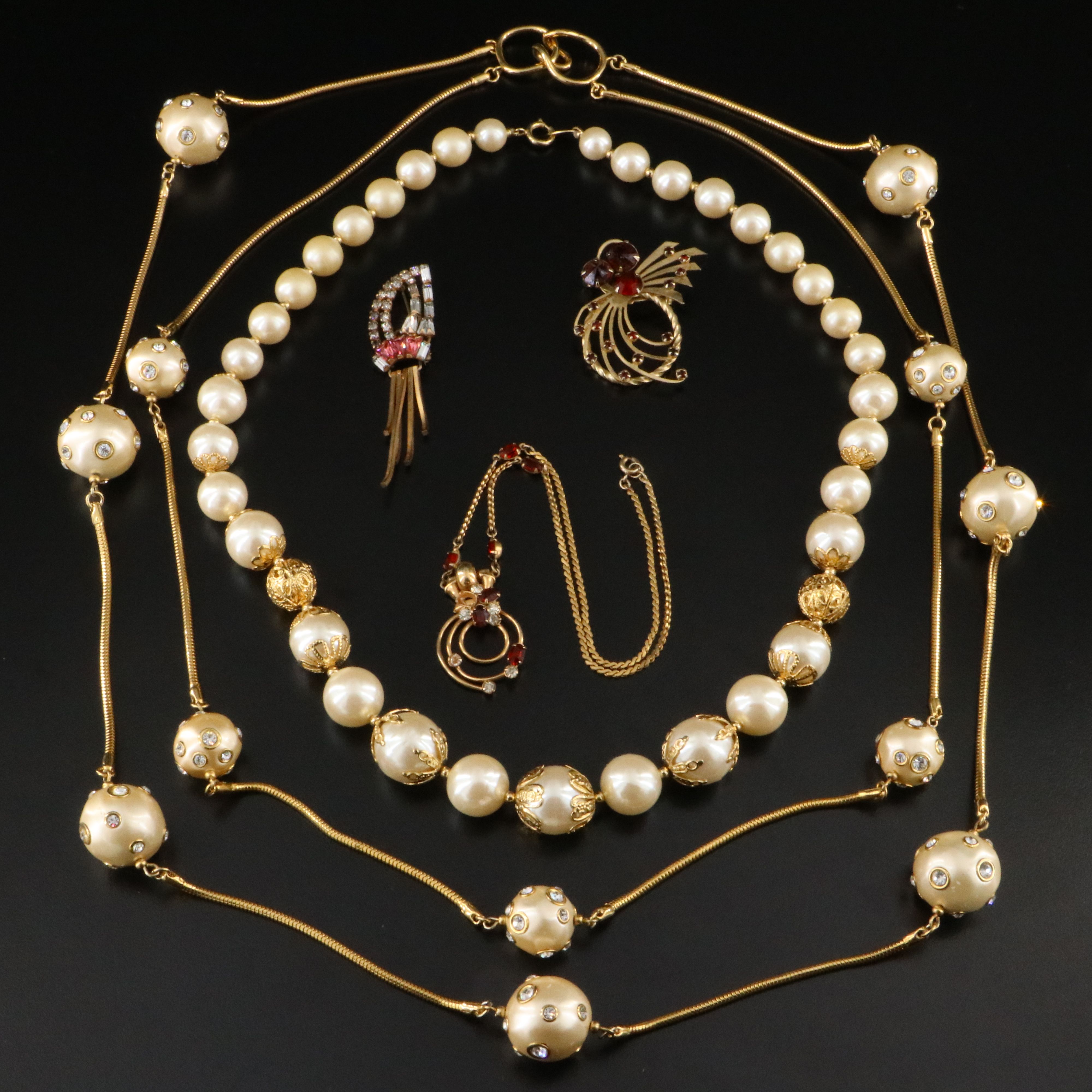 Necklaces and Brooches Featuring Trifari and Phyllis