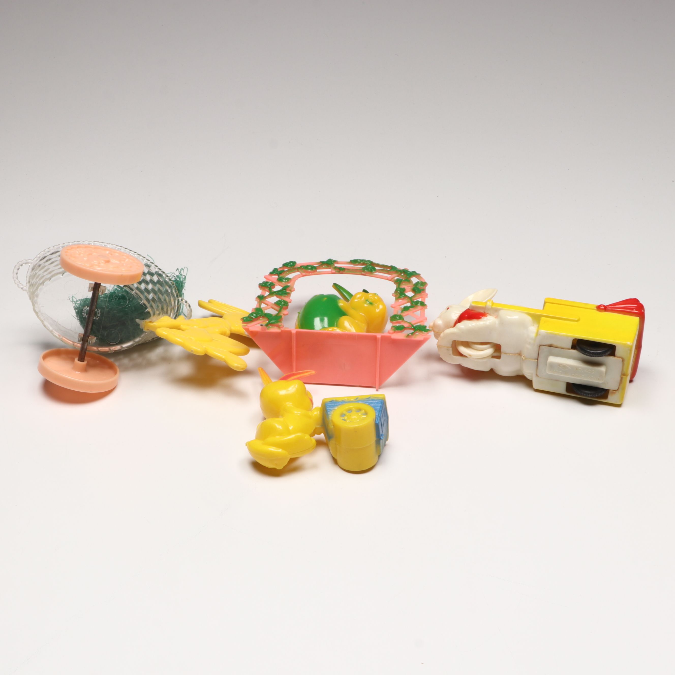 Knickerbocker Bunny Piggy Bank with More Vintage Plastic Easter Decorations