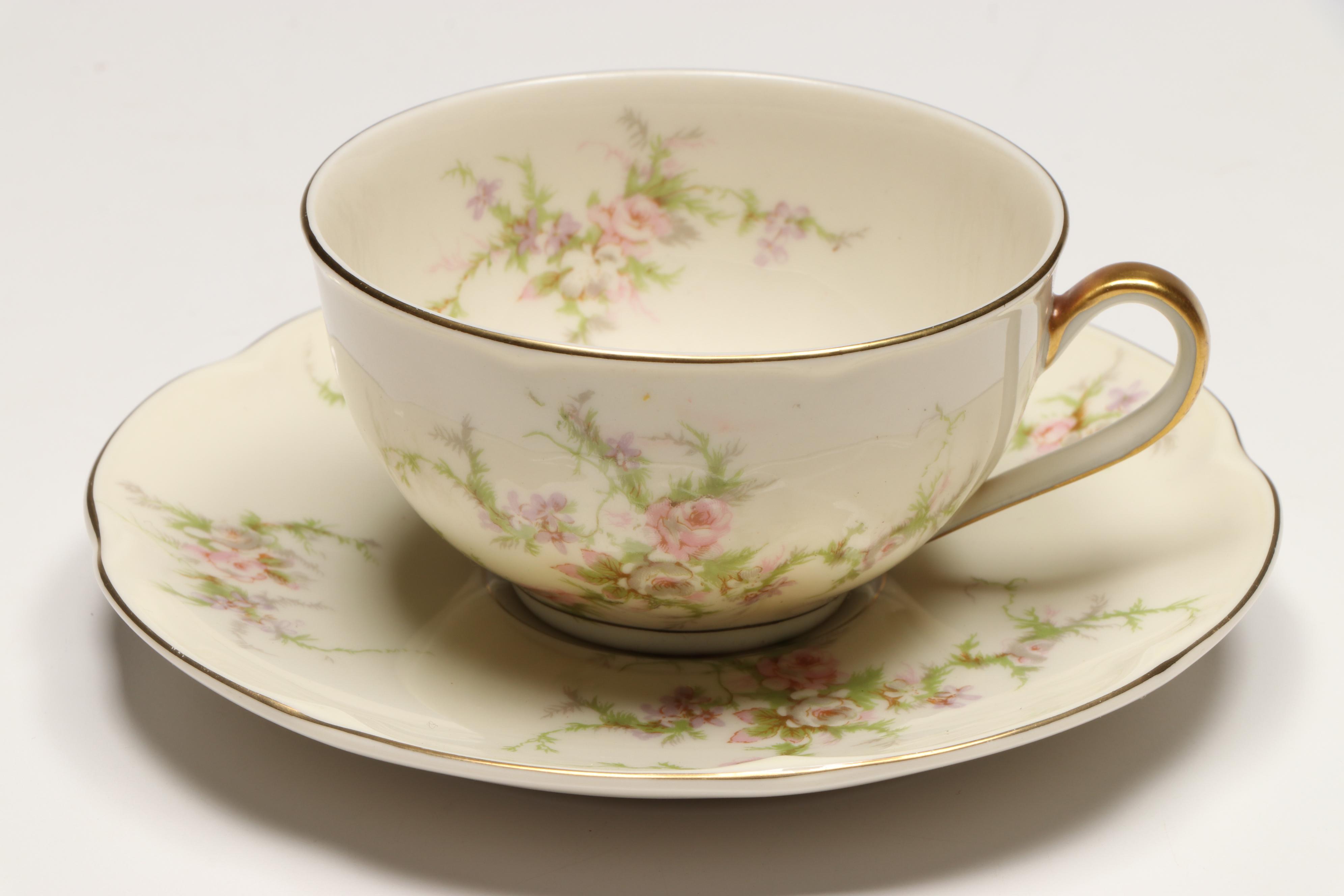 Theodore Haviland Porcelain Teacups and Saucers with Other Ceramic Tableware