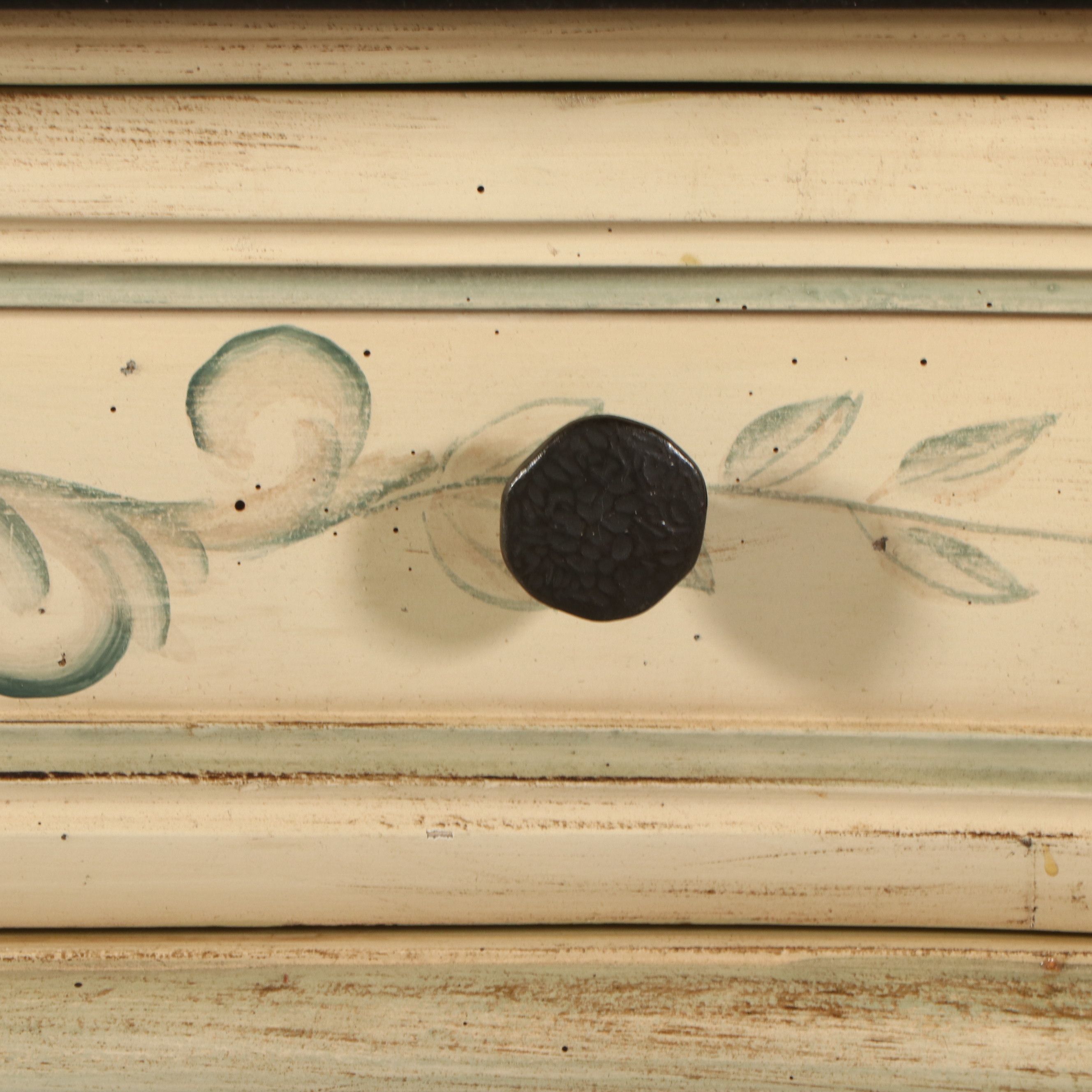 French Inspired Paint-Decorated Bombé Chest with Stone Top
