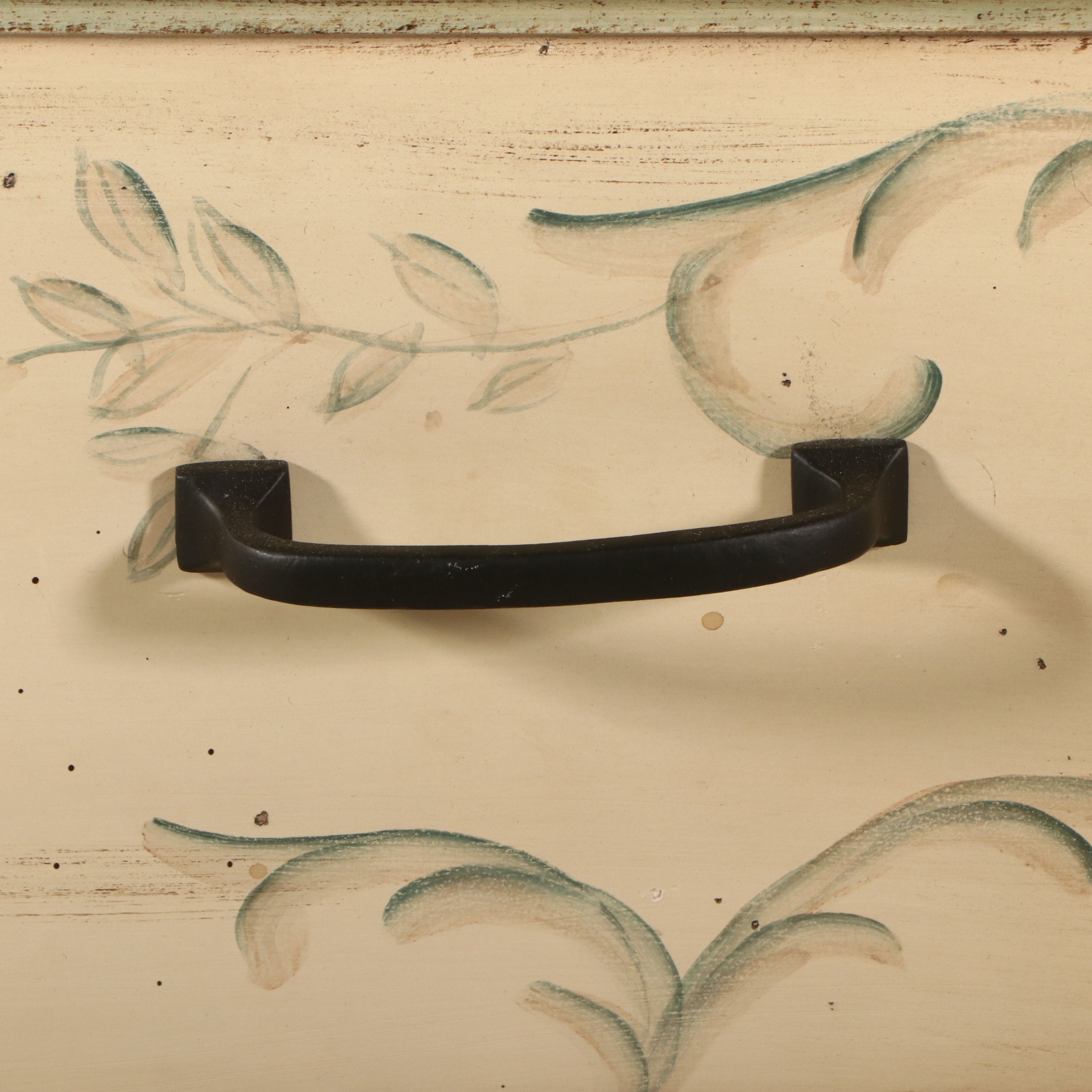 French Inspired Paint-Decorated Bombé Chest with Stone Top