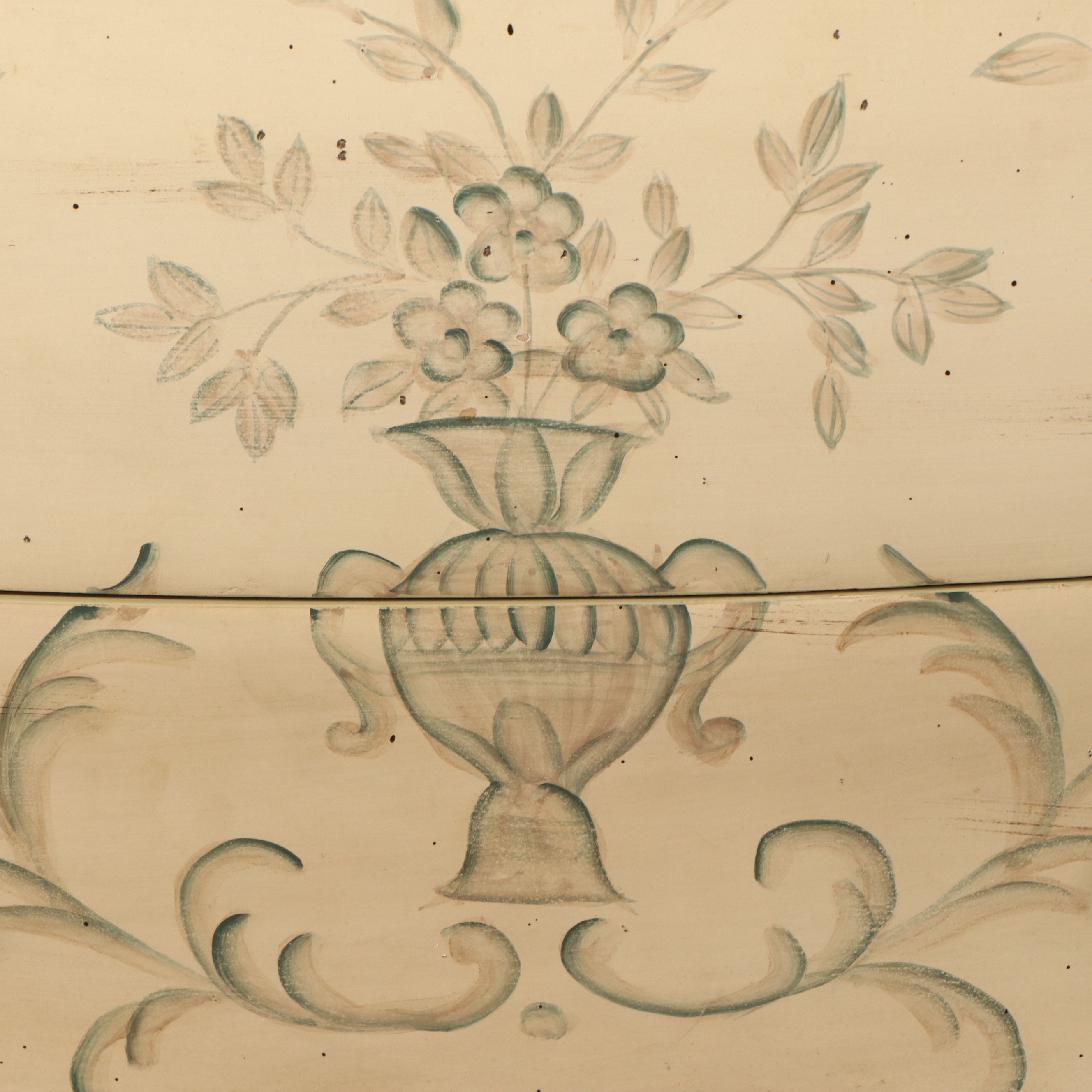 French Inspired Paint-Decorated Bombé Chest with Stone Top