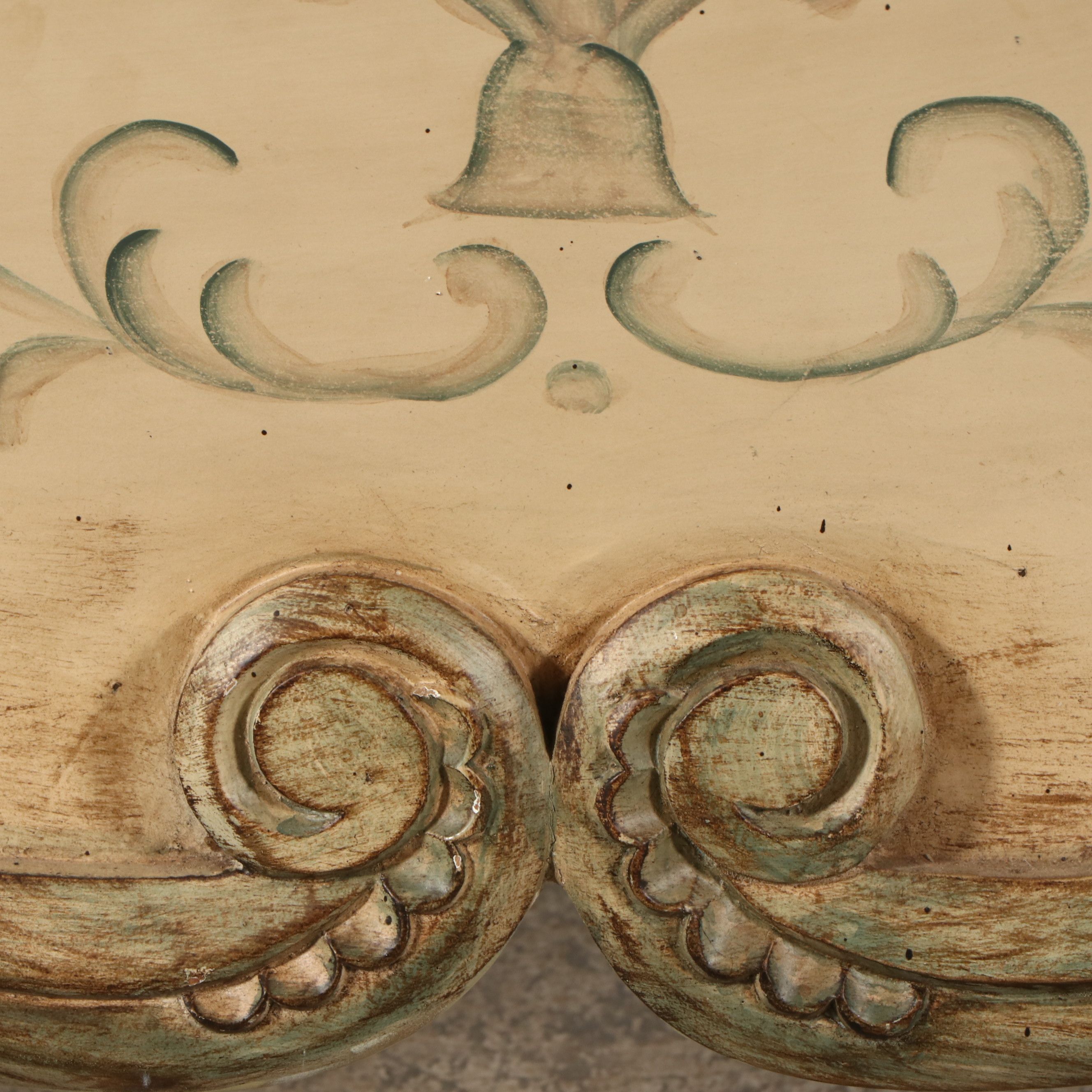 French Inspired Paint-Decorated Bombé Chest with Stone Top