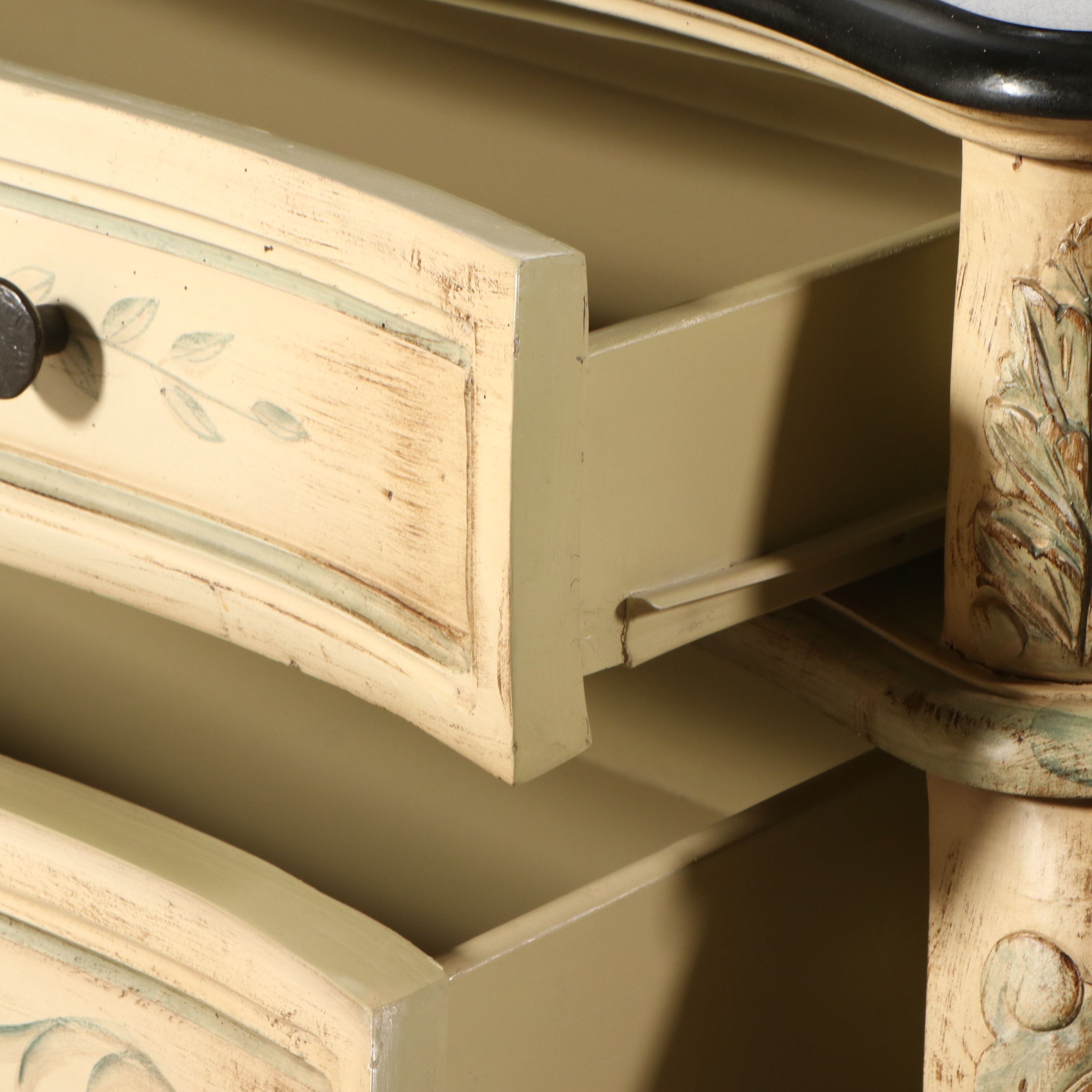 French Inspired Paint-Decorated Bombé Chest with Stone Top
